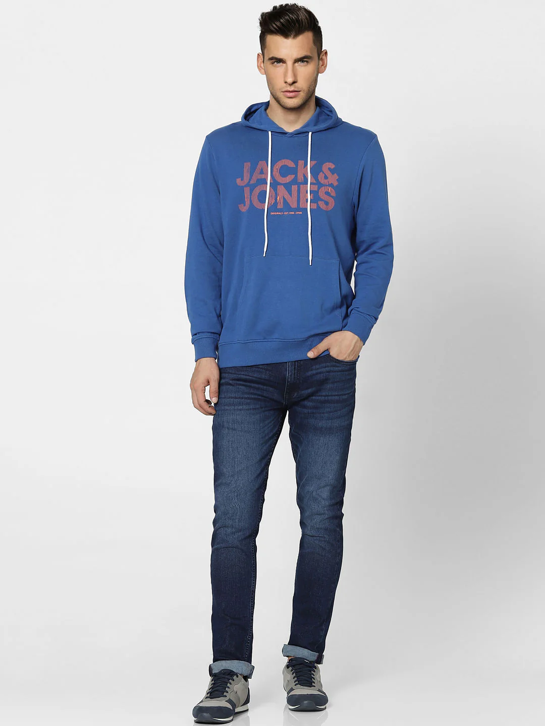Blue Graphic Print Hooded Sweatshirt - Image 6