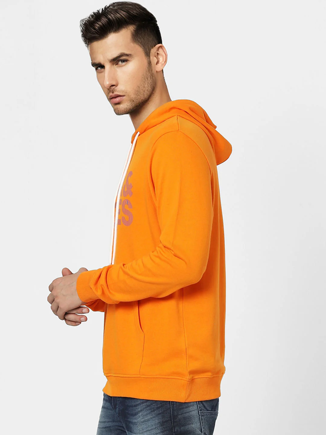 Orange Graphic Print Hooded Sweatshirt - Image 3