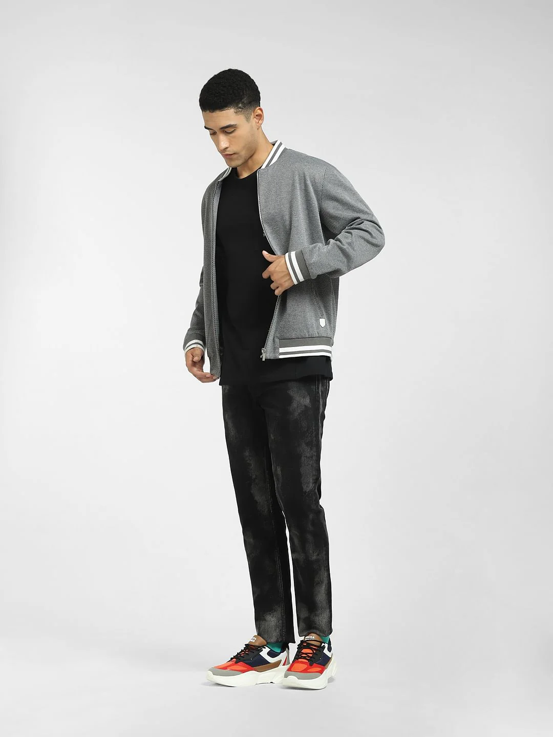 Black Low Rise Faded Glenn Slim Jeans