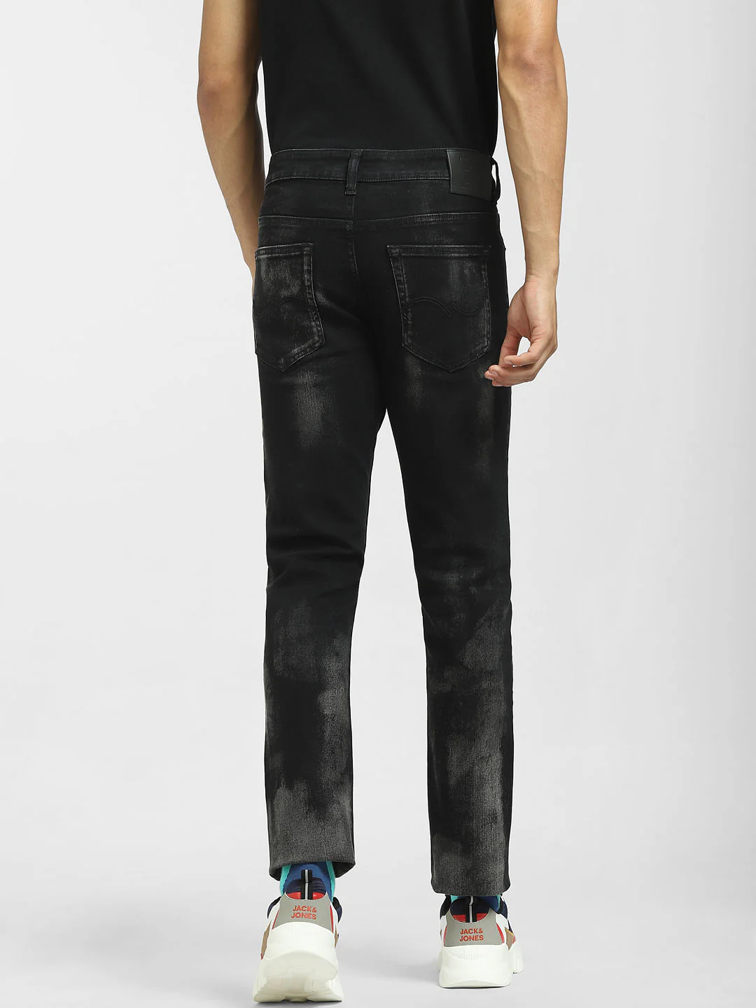 Black Low Rise Faded Glenn Slim Jeans - Image 4