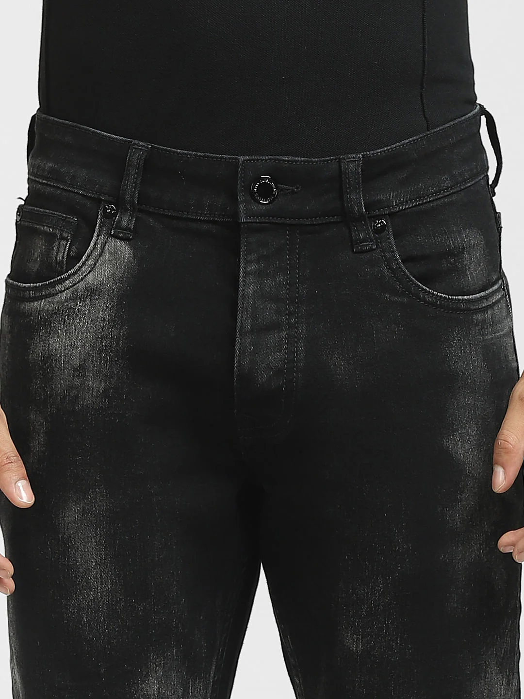 Black Low Rise Faded Glenn Slim Jeans - Image 5