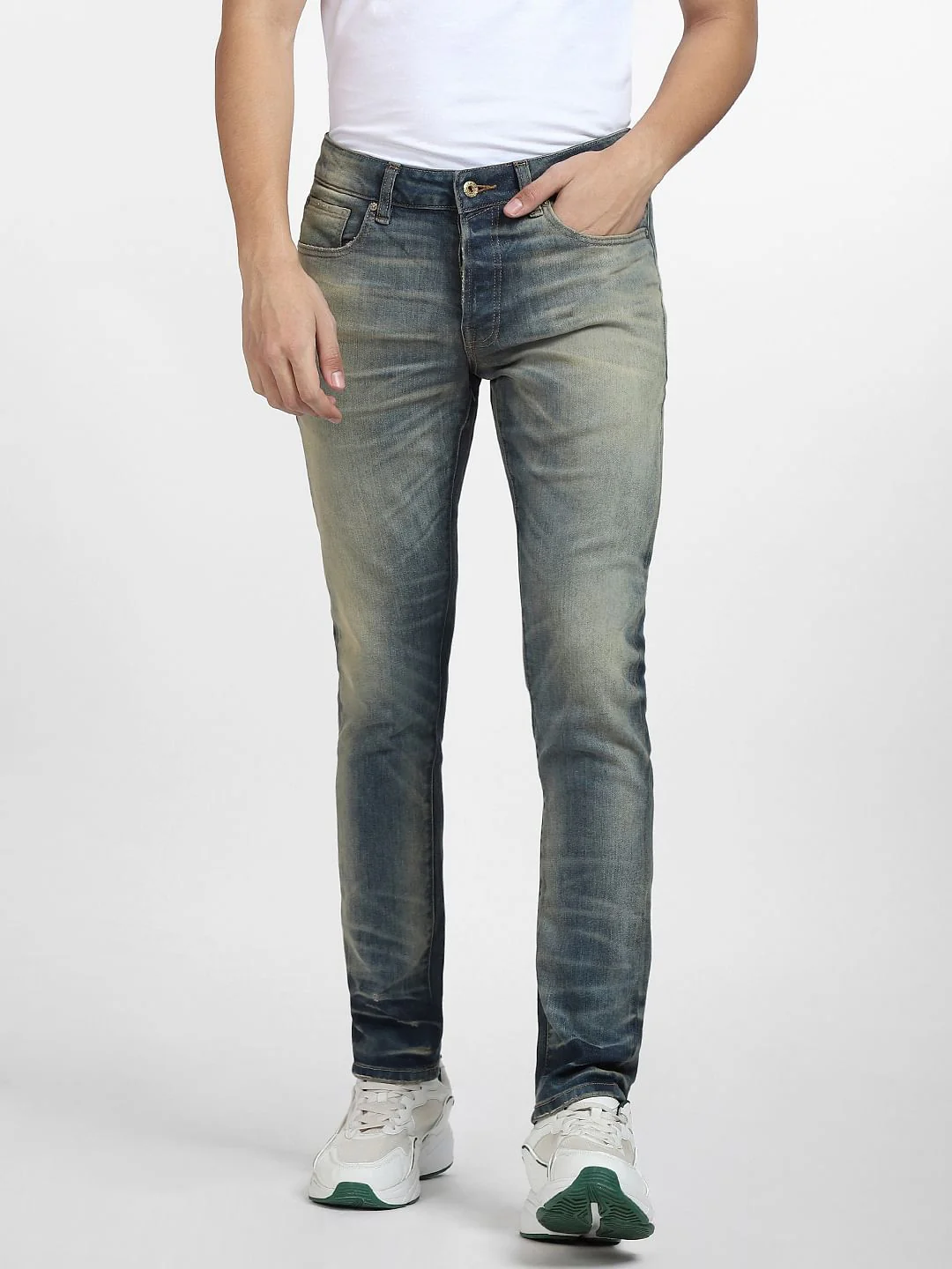 Blue Low Rise Washed Glenn Slim Fit Jeans - Image 2