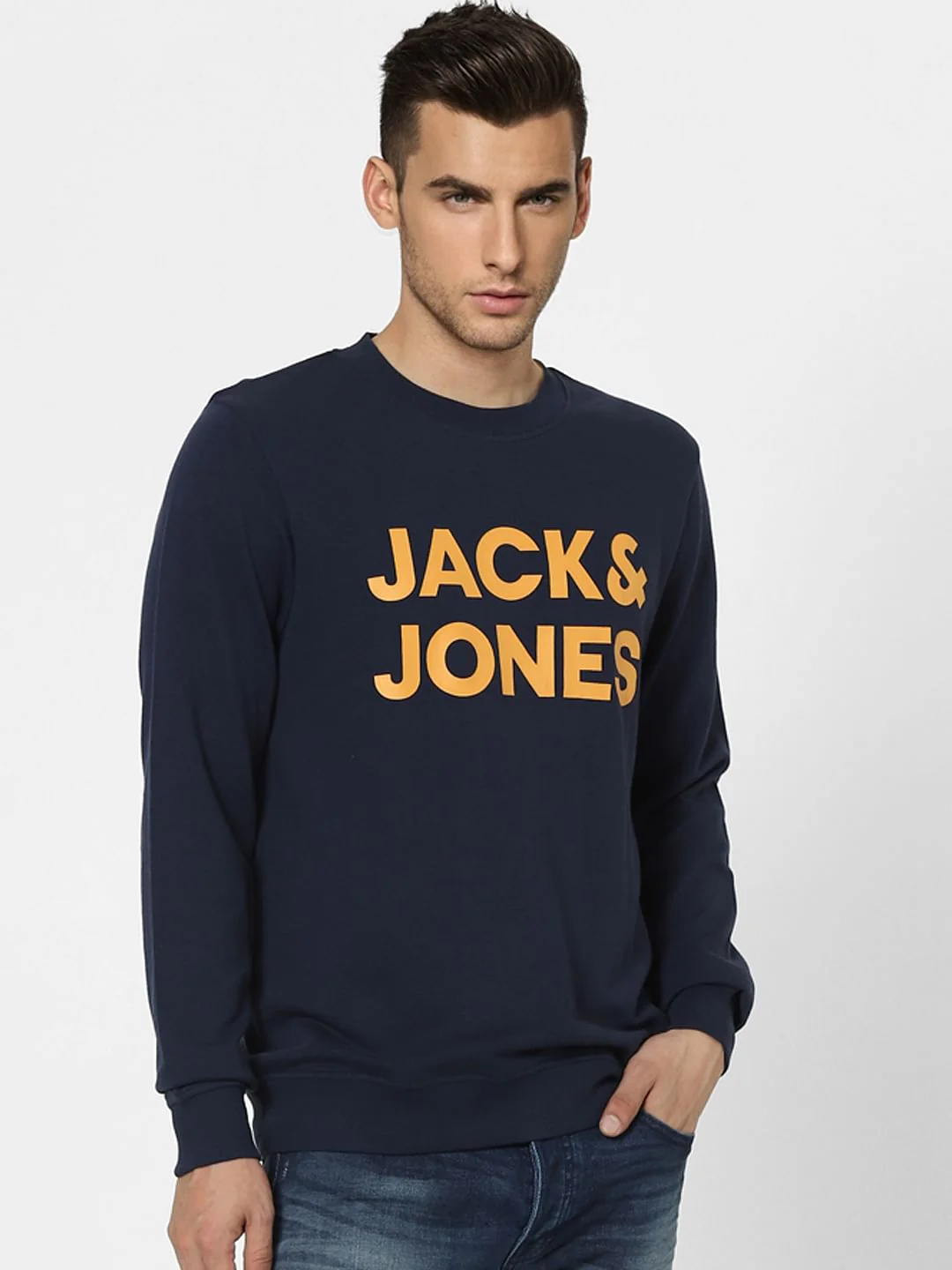 Navy Blue Logo Print Sweatshirt - Image 2
