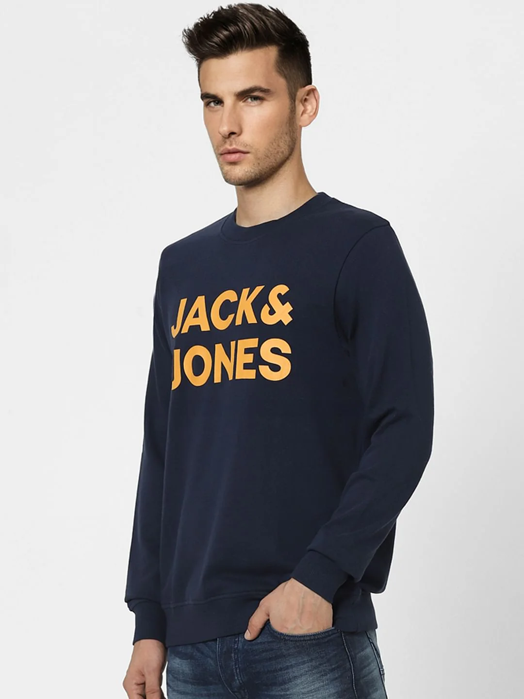 Navy Blue Logo Print Sweatshirt - Image 3