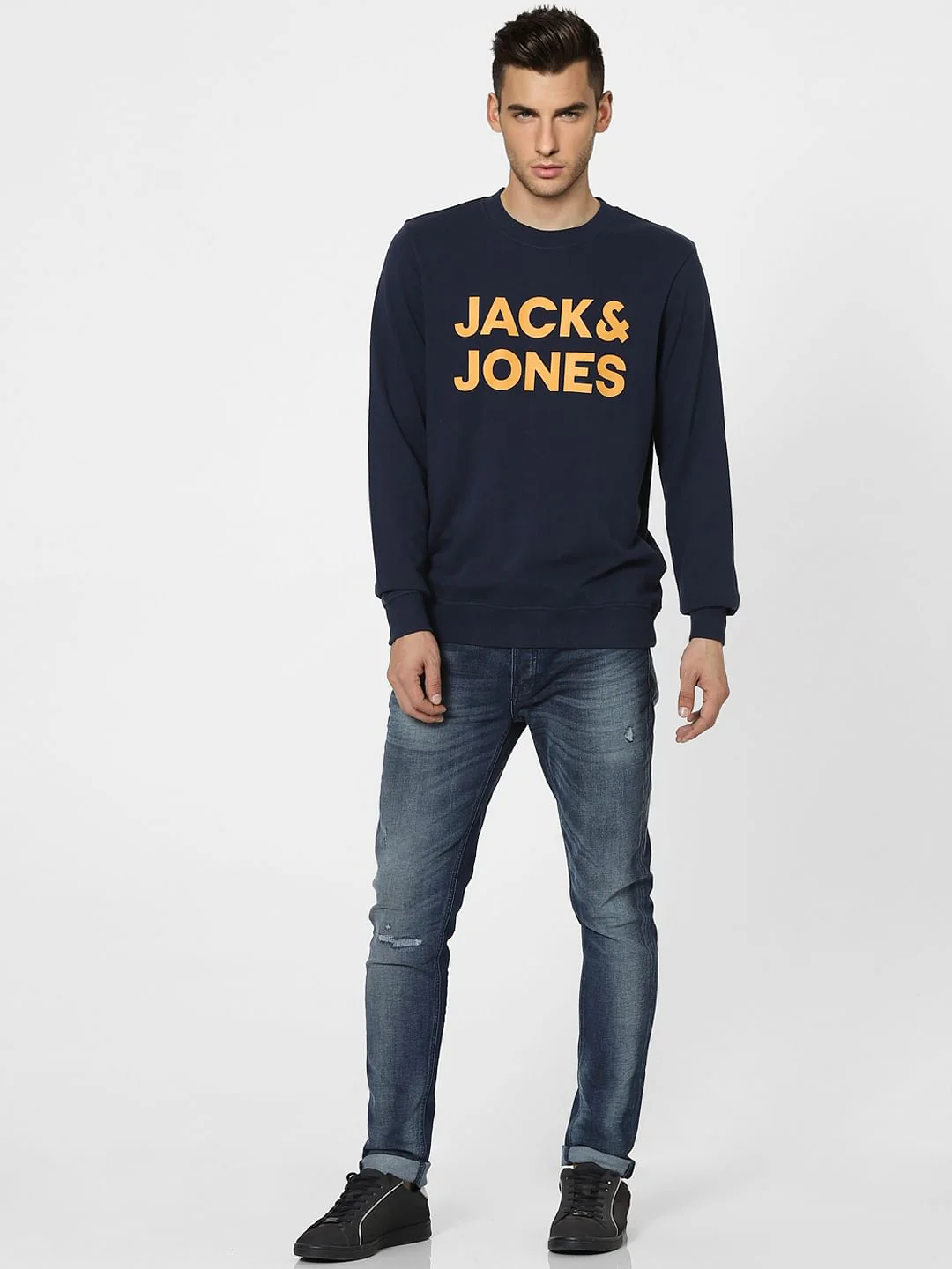 Navy Blue Logo Print Sweatshirt - Image 6