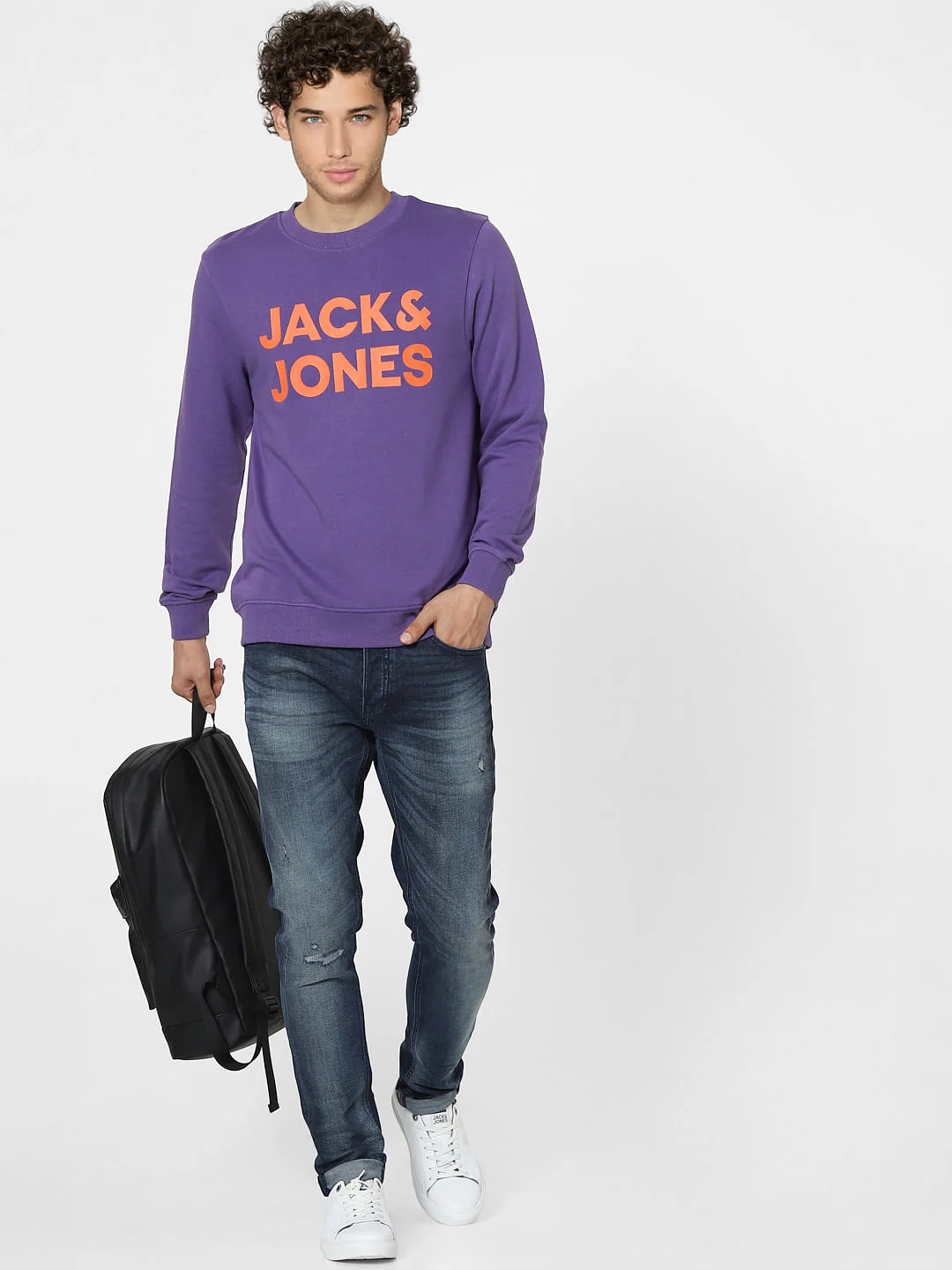 Purple Logo Print Sweatshirt