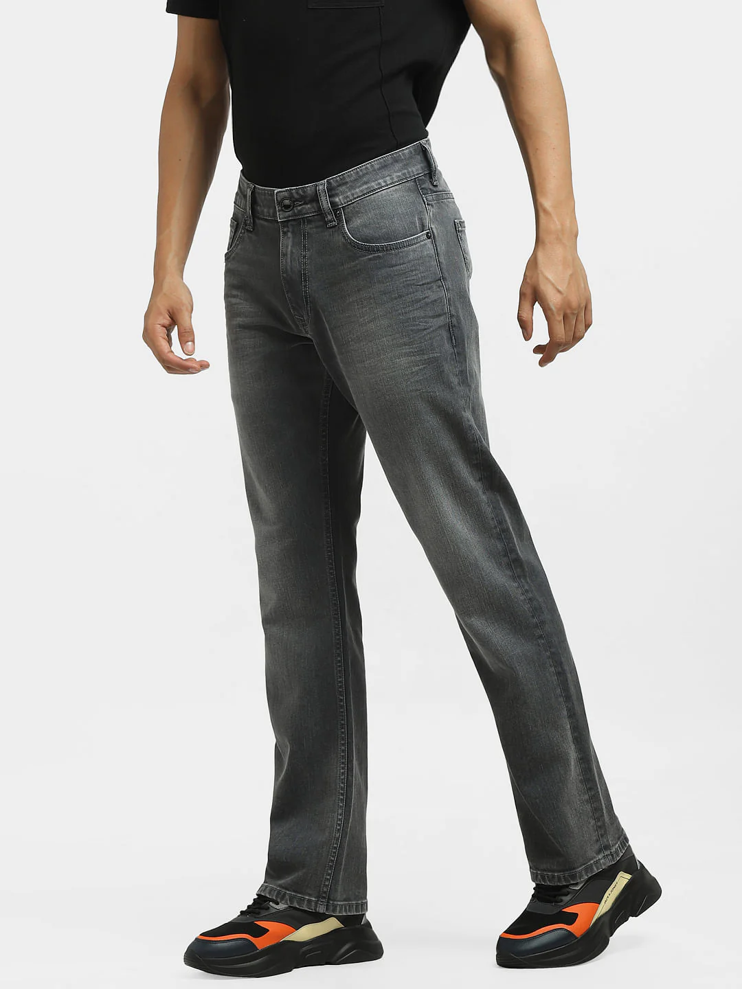 Grey Mid Rise Clark Regular Fit Jeans - Image 3