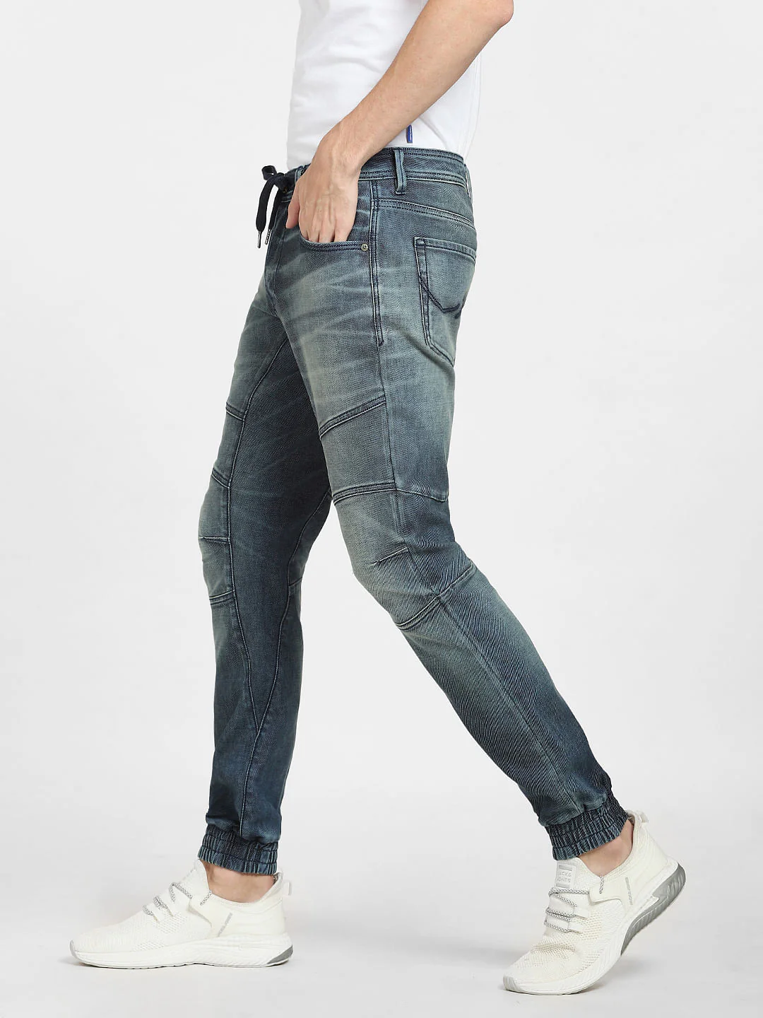 Blue Low Rise Pintuck Detail Regular Jeans - Image 3