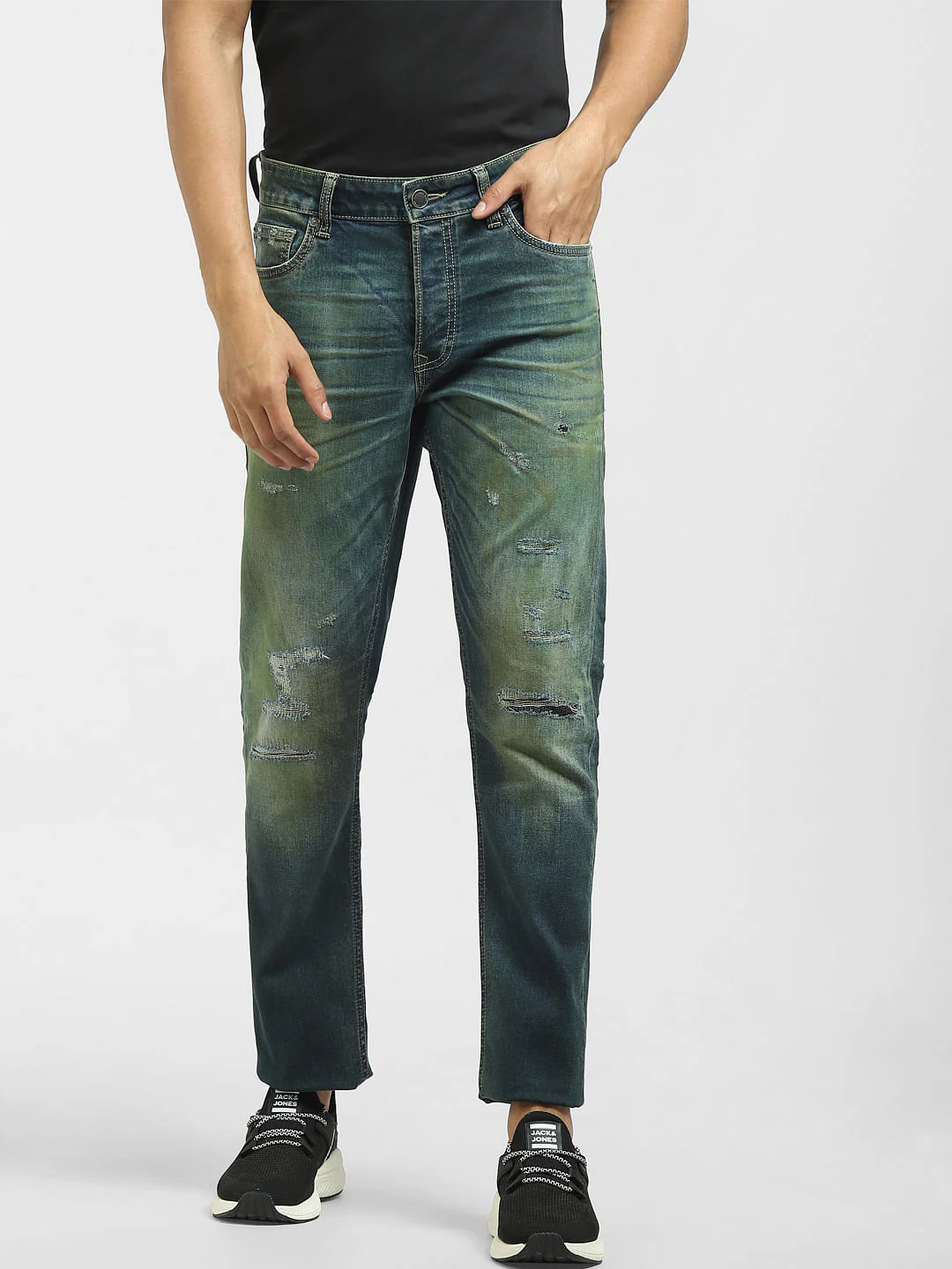 Blue Low Rise Distressed Glenn Slim Jeans - Image 2