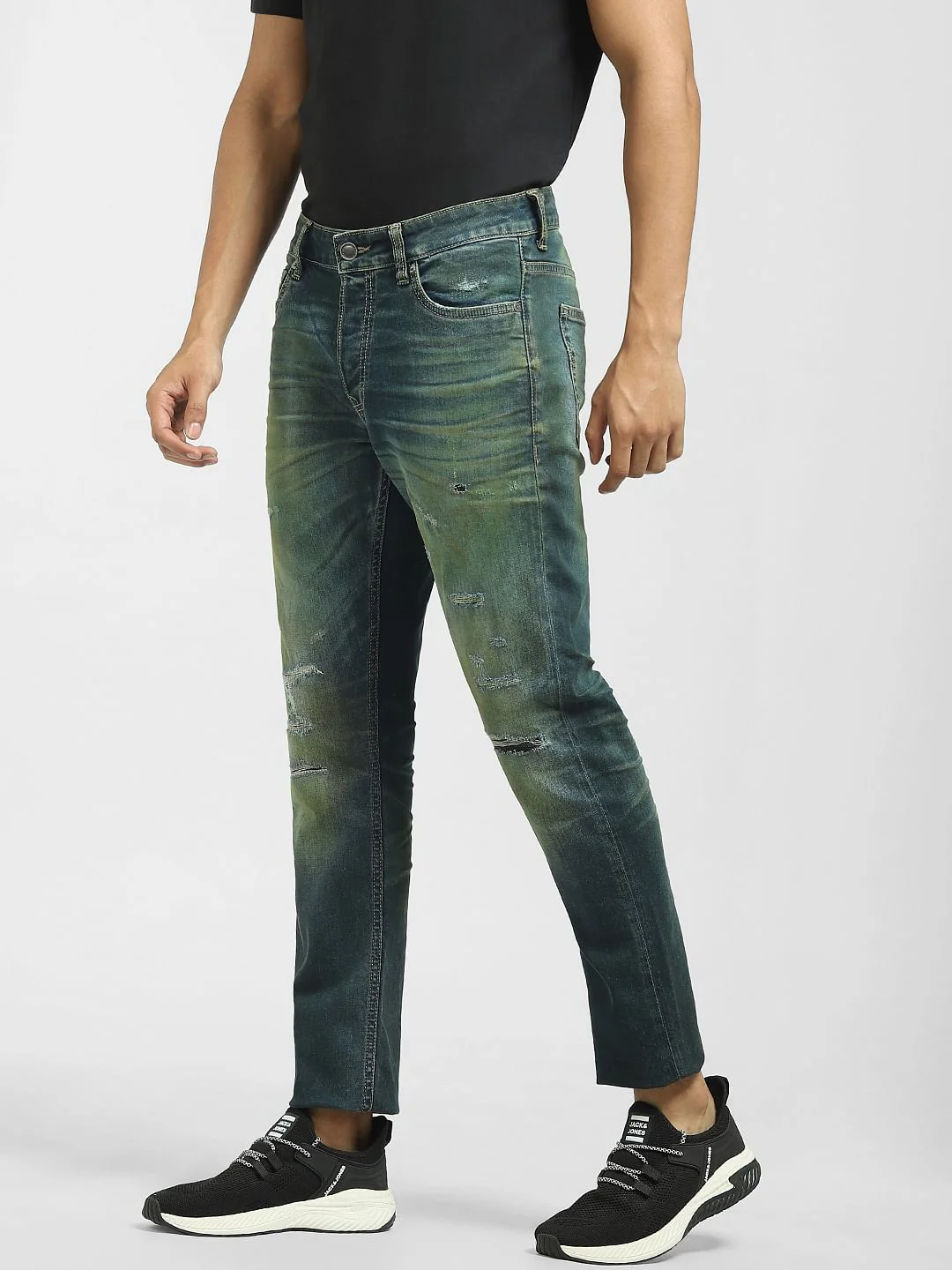 Blue Low Rise Distressed Glenn Slim Jeans - Image 3