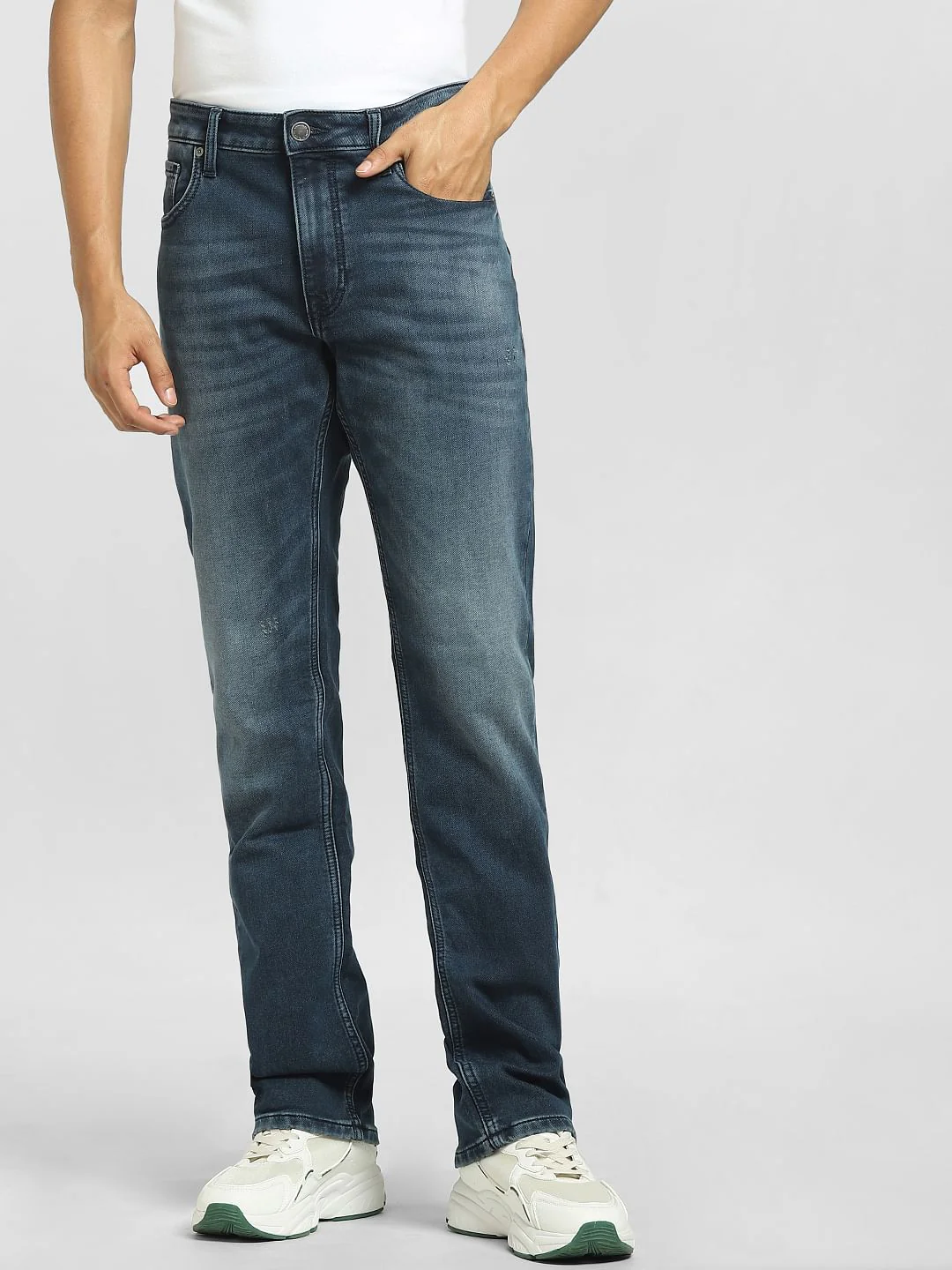 Dark Blue Mid Rise Clark Regular Fit Jeans - Image 2
