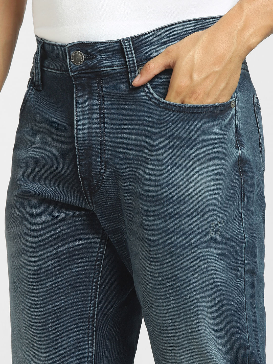 Dark Blue Mid Rise Clark Regular Fit Jeans - Image 5