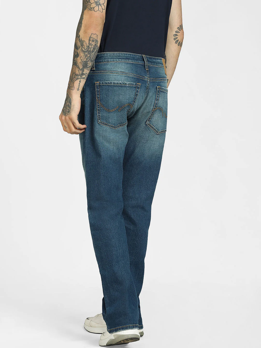 Blue High Rise Distressed Bootcut Jeans - Image 4