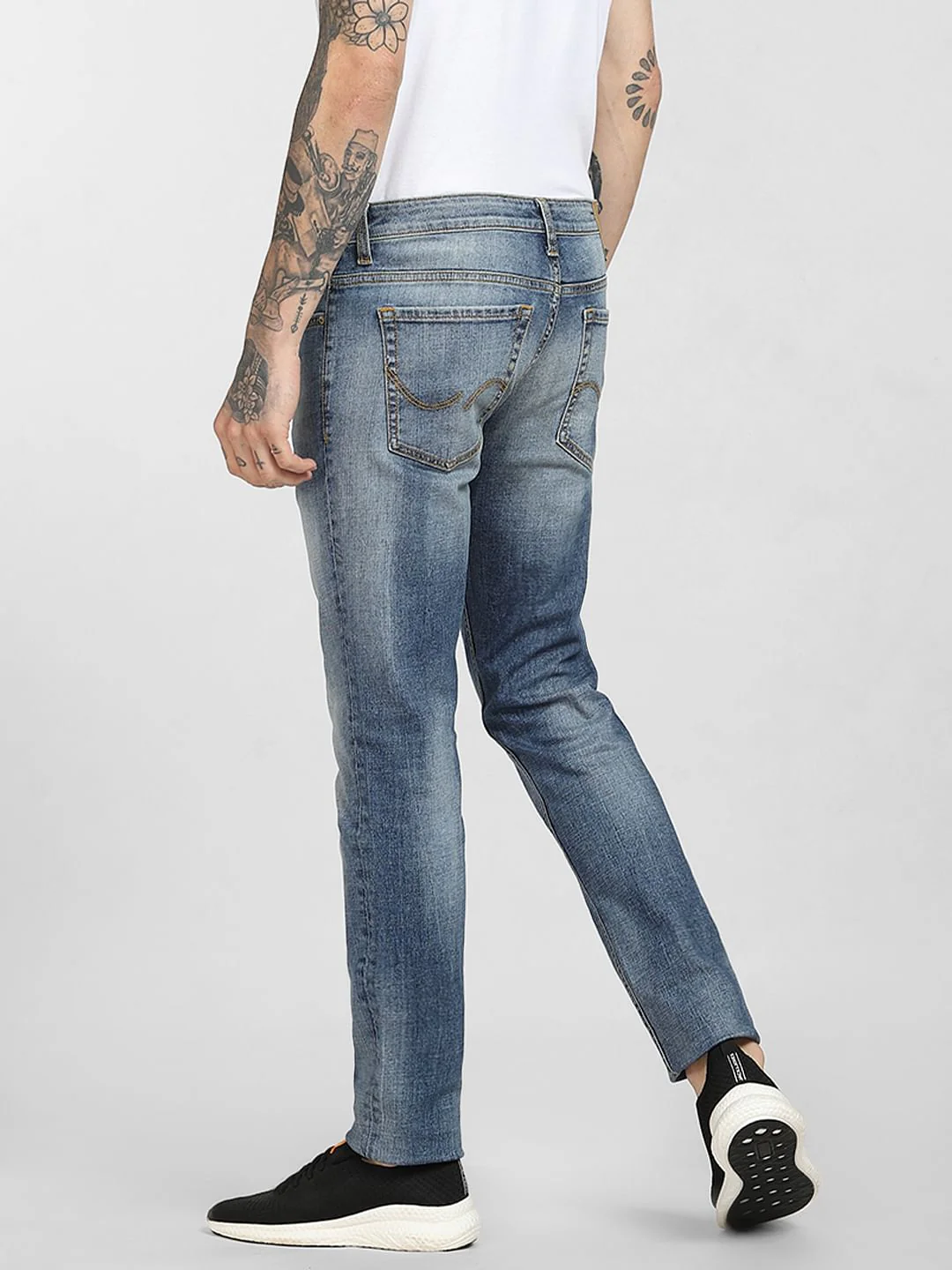 Light Blue Low Rise Faded Slim Jeans - Image 4