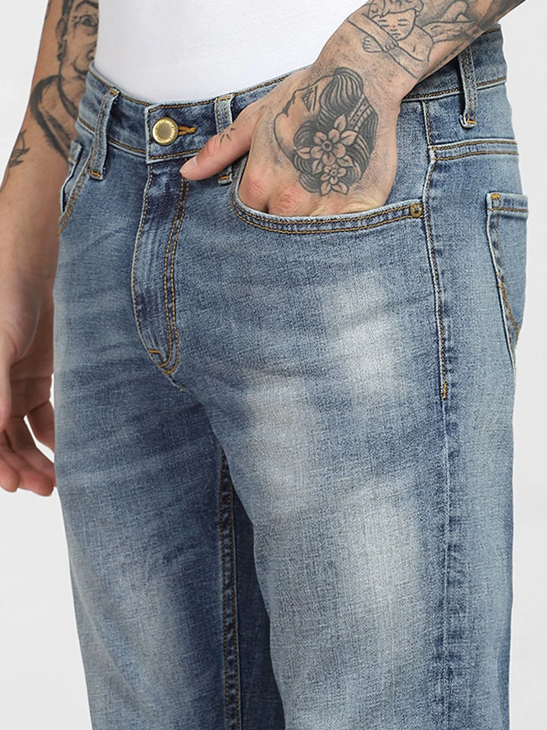 Light Blue Low Rise Faded Slim Jeans - Image 5