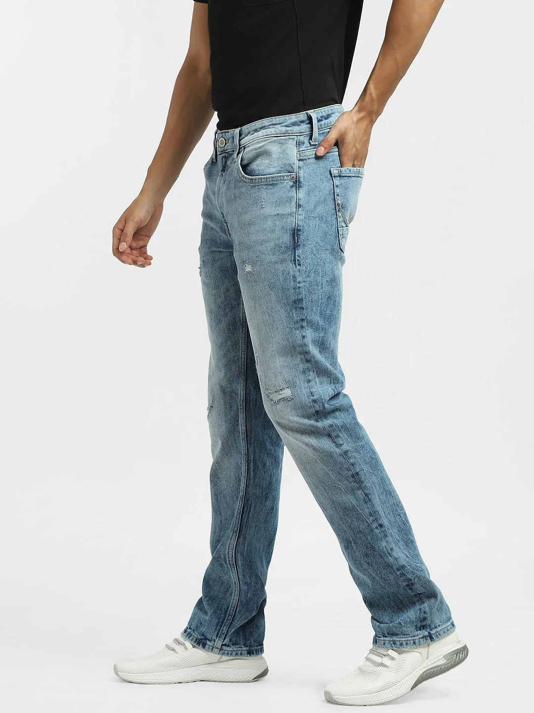 Light Blue Distressed Clark Regular Jeans - Image 3
