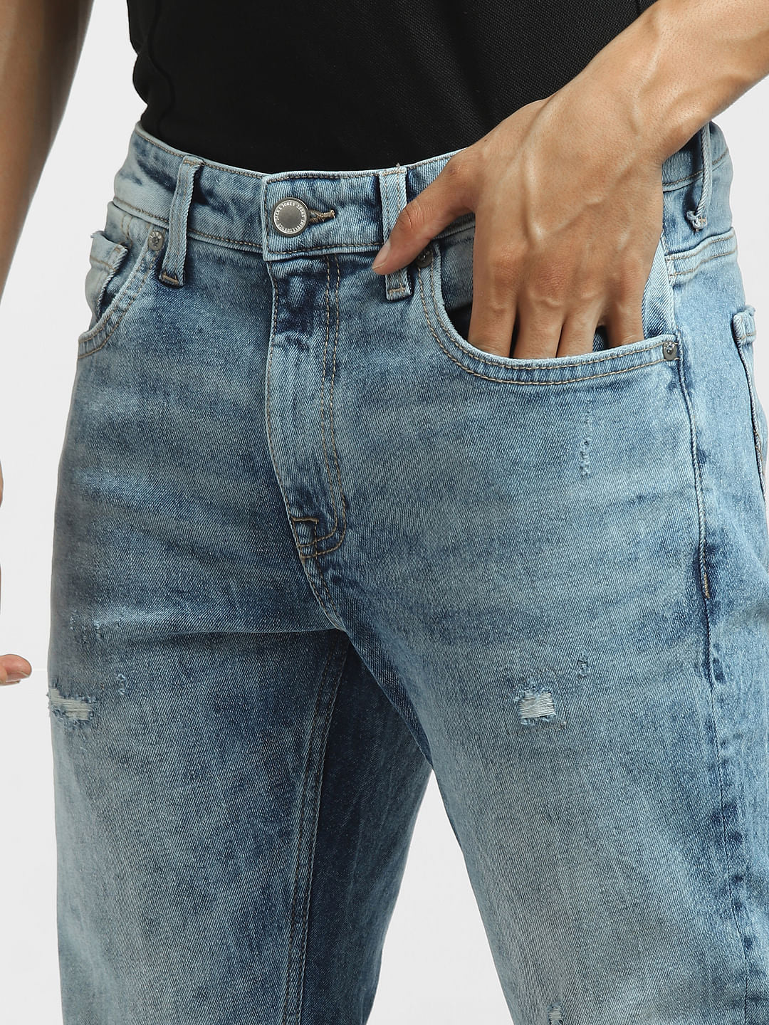 Light Blue Distressed Clark Regular Jeans - Image 5