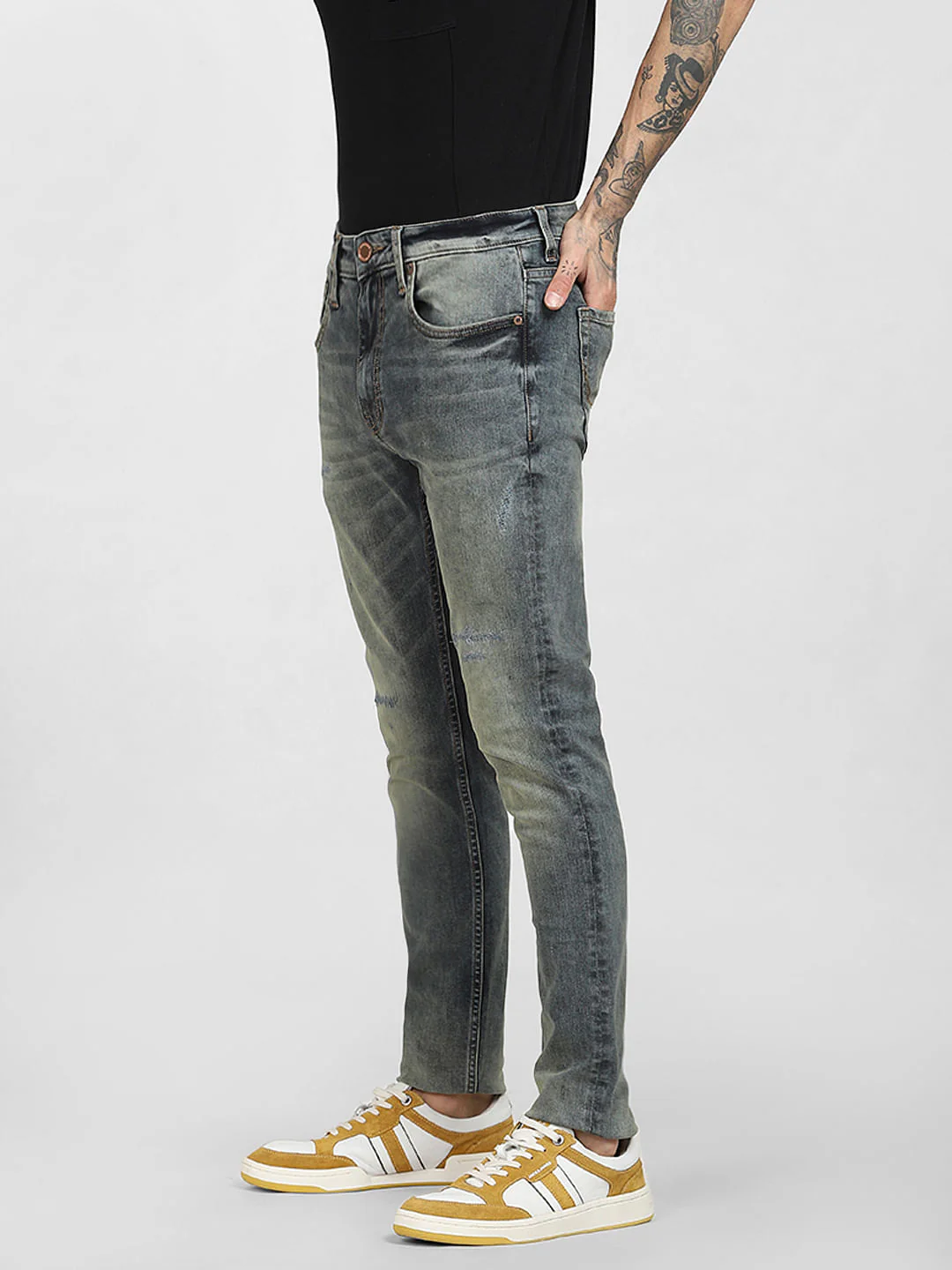 Blue Low Rise Washed Skinny Jeans - Image 3