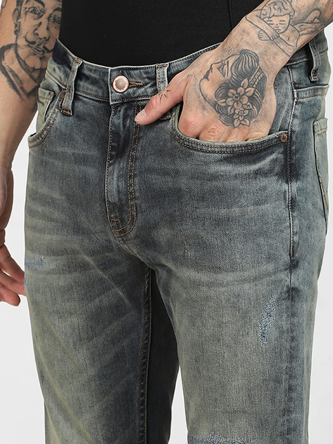 Blue Low Rise Washed Skinny Jeans - Image 5