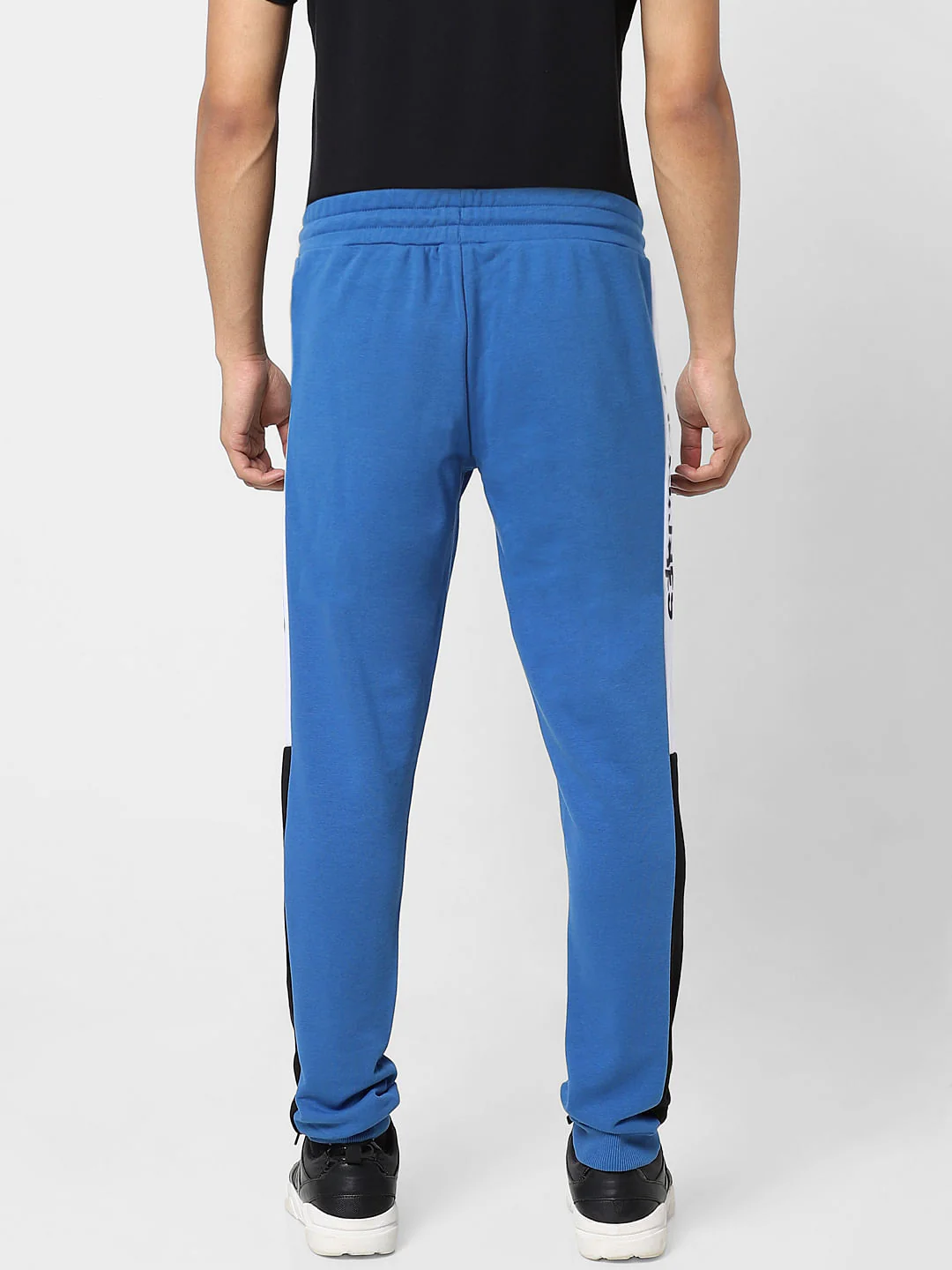 Blue Mid Rise Tape Detail Sweatpants - Image 4