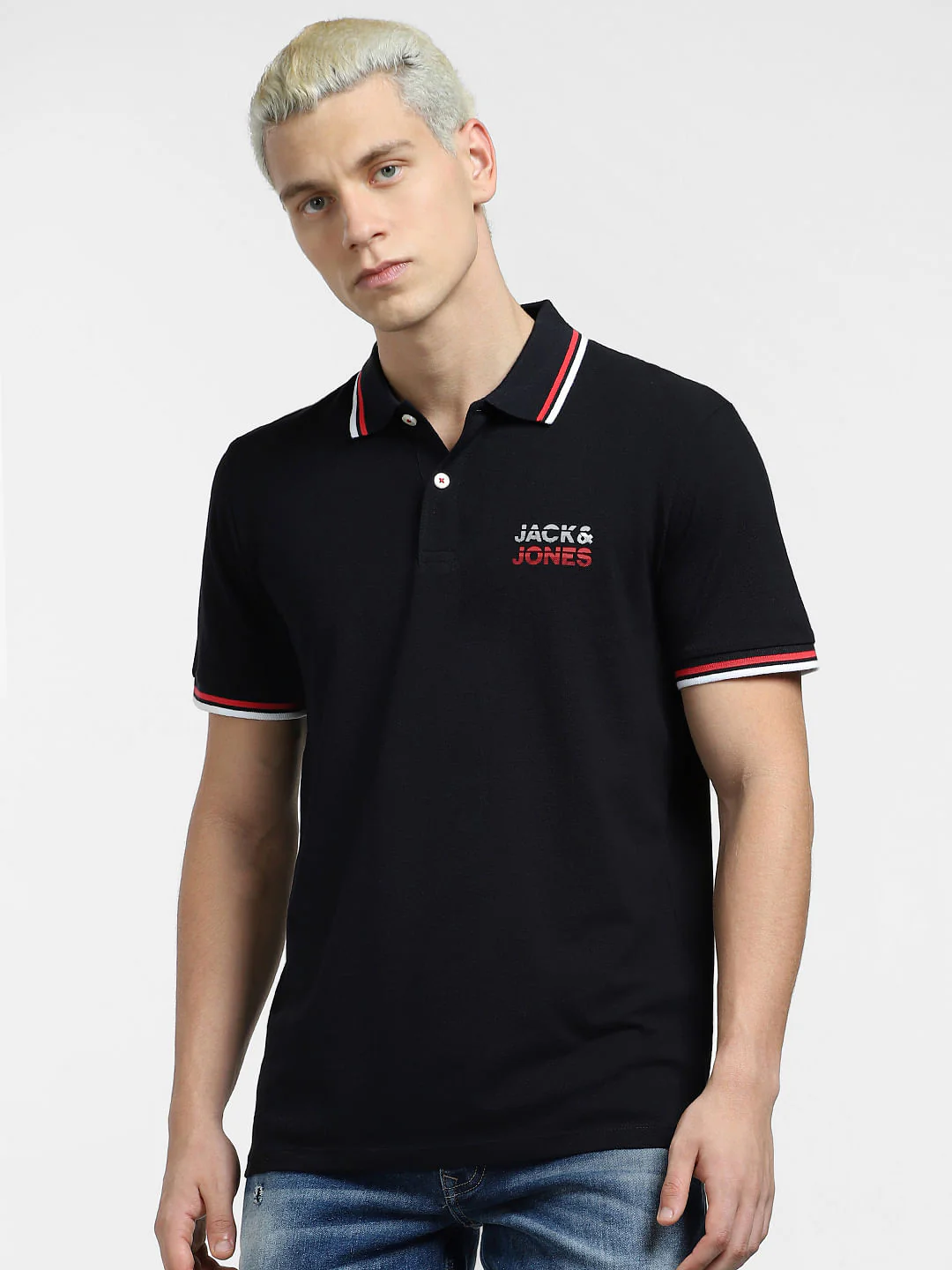Black Logo Print Polo T-shirt - Image 2