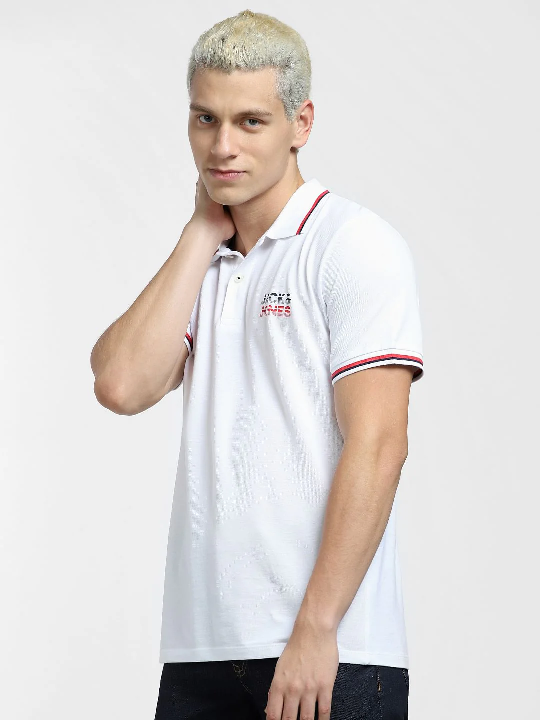 White Logo Print Polo T-shirt - Image 2