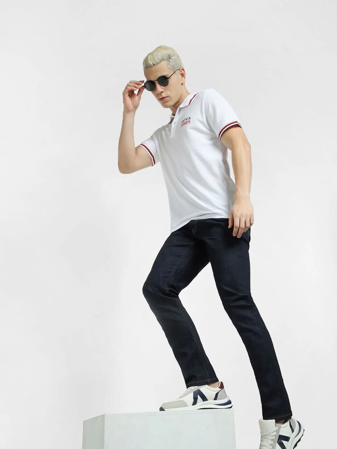 White Logo Print Polo T-shirt - Image 6