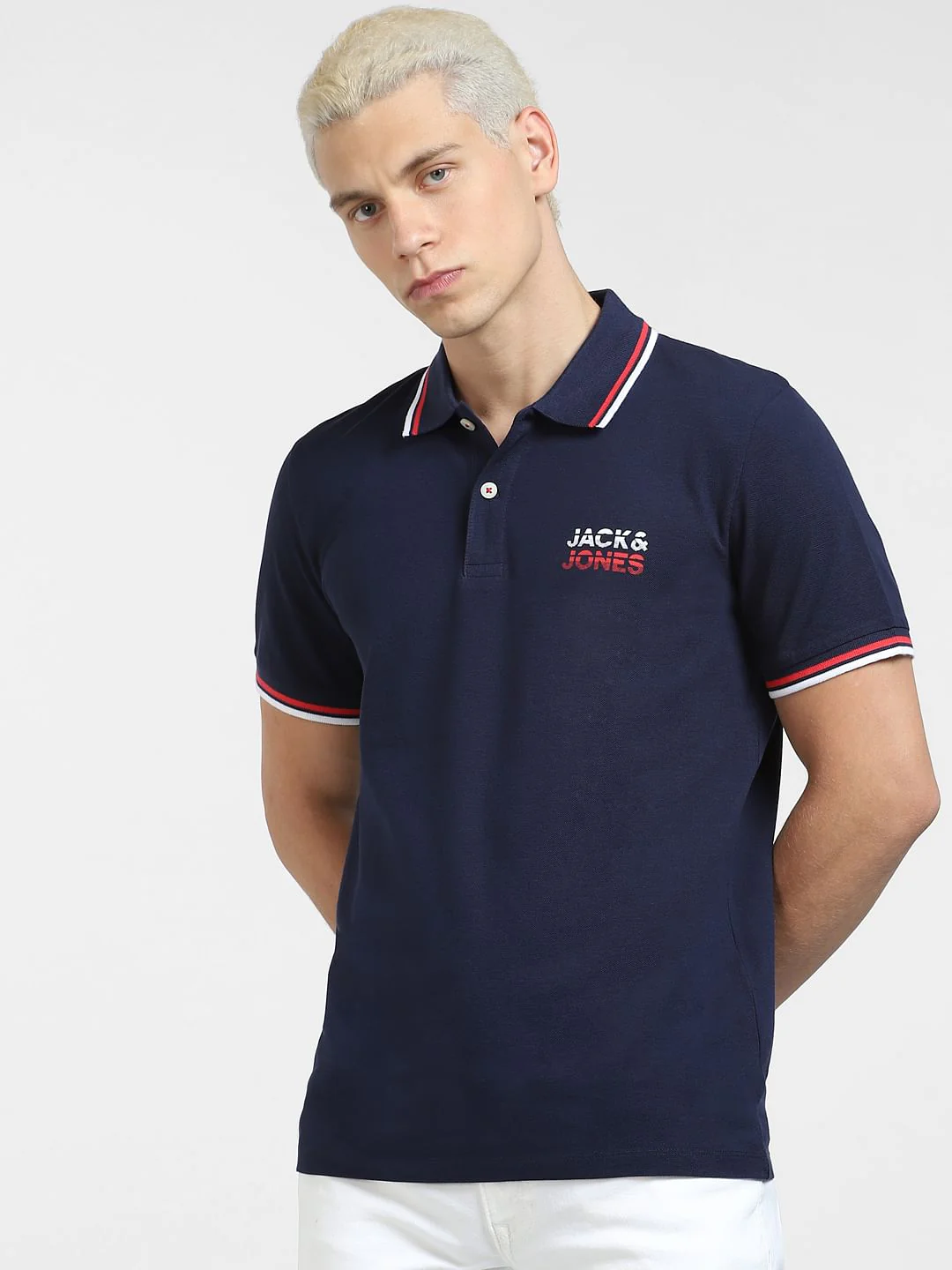 Blue Logo Print Polo T-shirt - Image 2