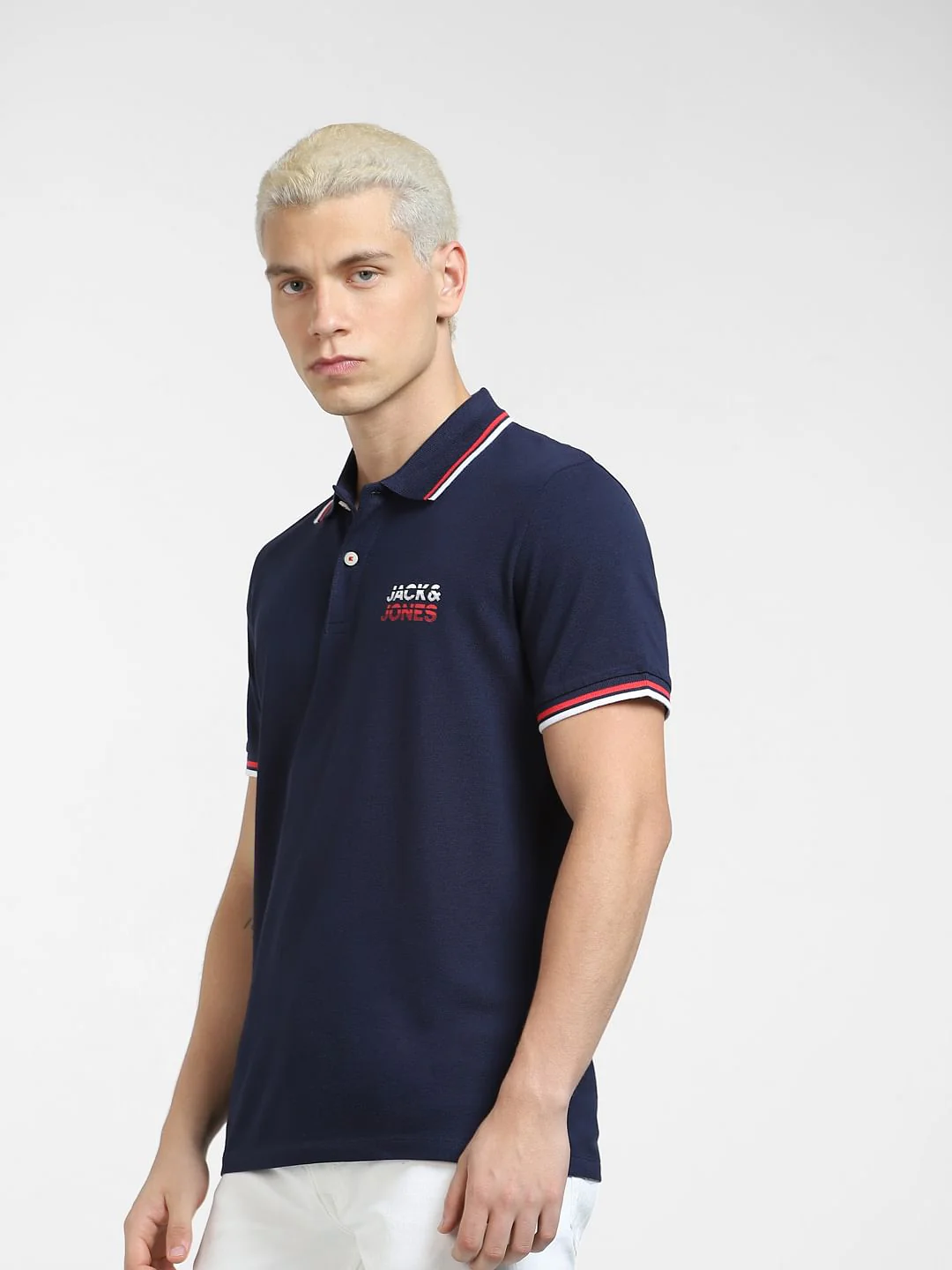 Blue Logo Print Polo T-shirt - Image 3