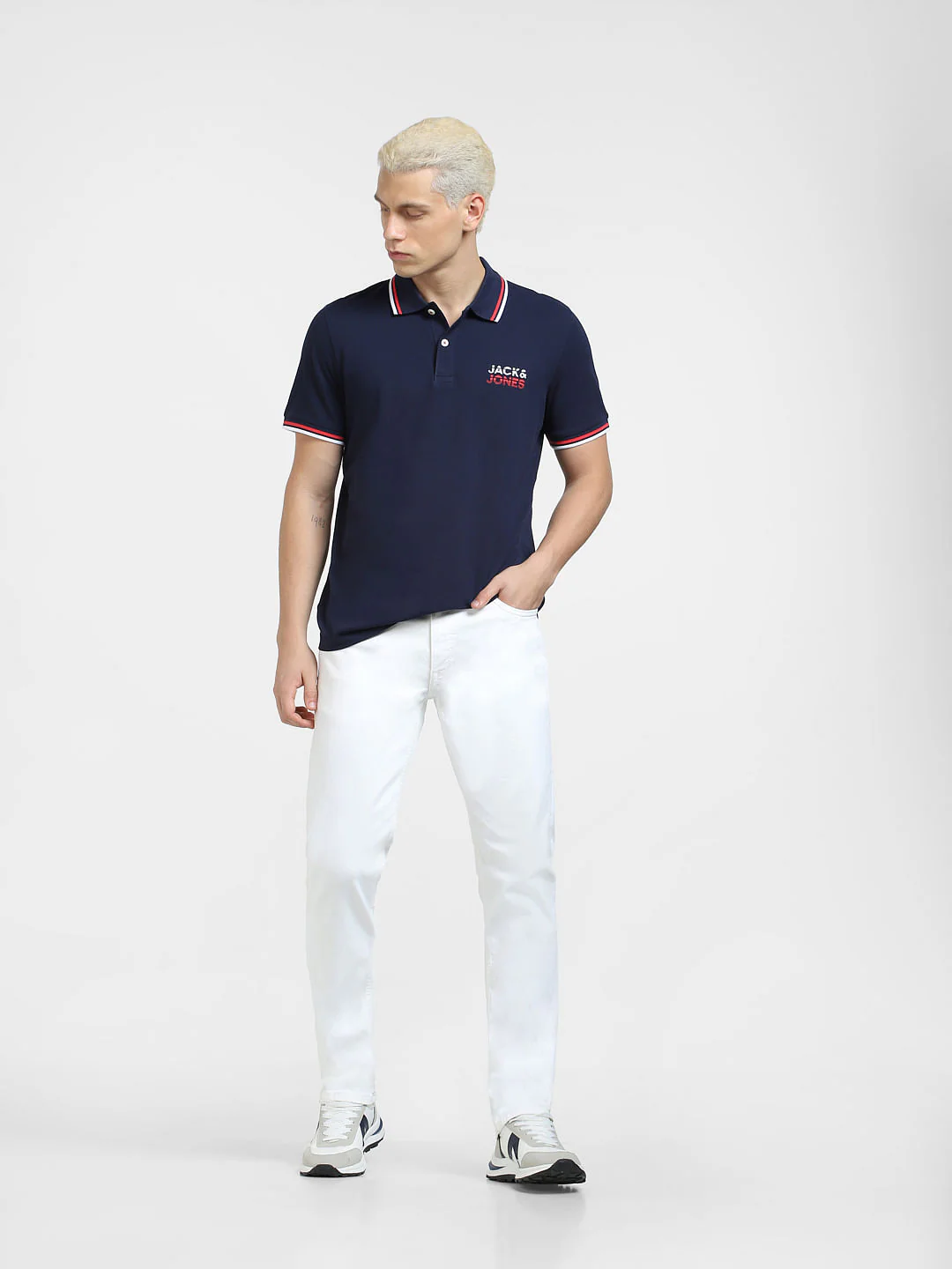 Blue Logo Print Polo T-shirt - Image 6