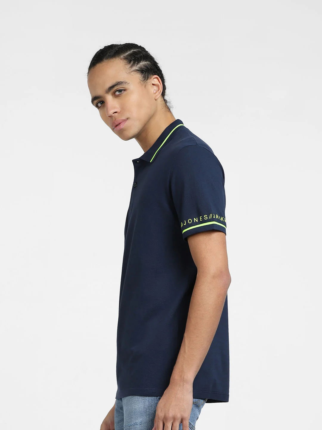Navy Blue Logo Print Polo T-shirt - Image 3