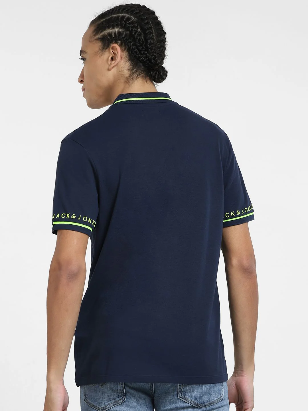 Navy Blue Logo Print Polo T-shirt - Image 4