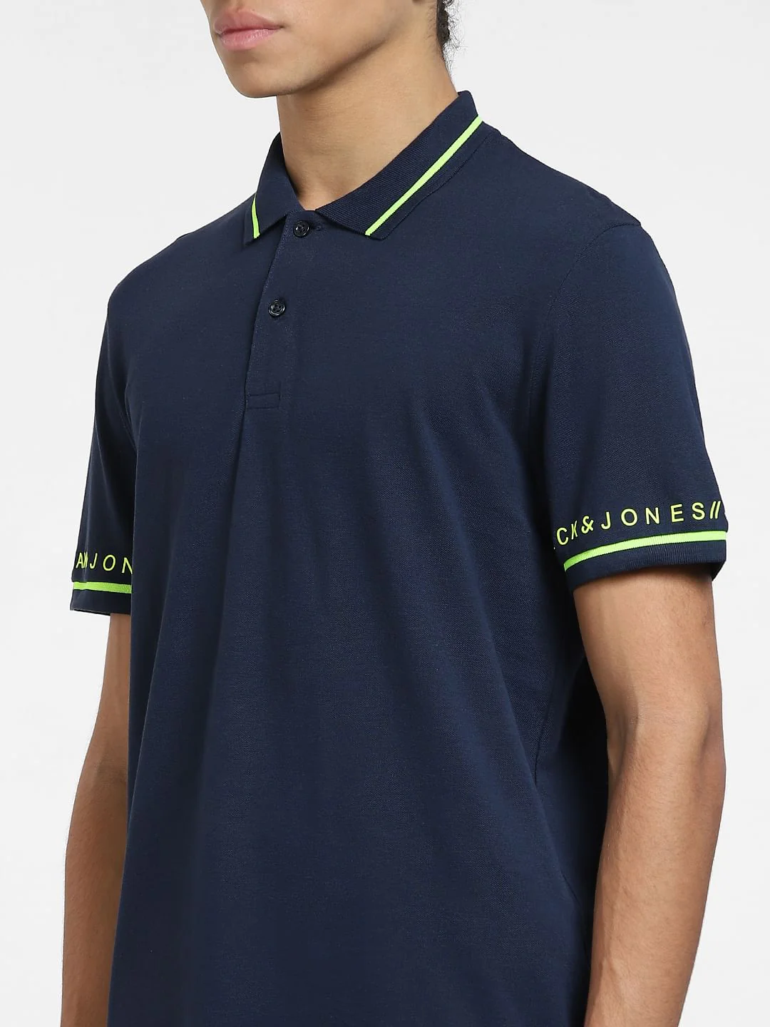 Navy Blue Logo Print Polo T-shirt - Image 5