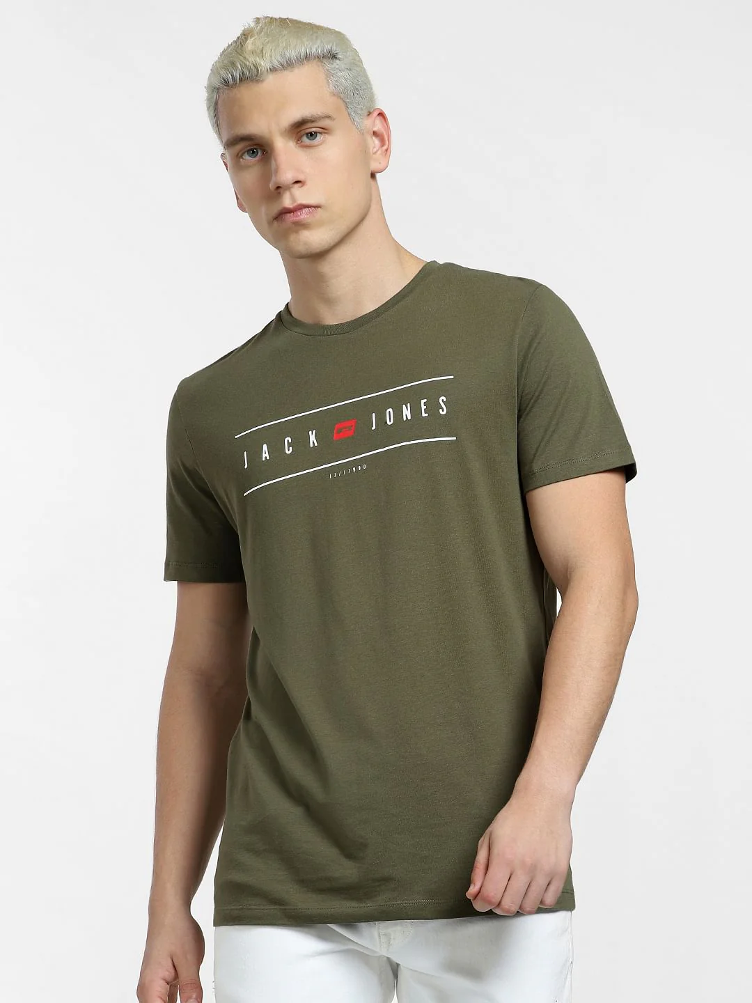Green Logo Print Crew Neck T-shirt - Image 2