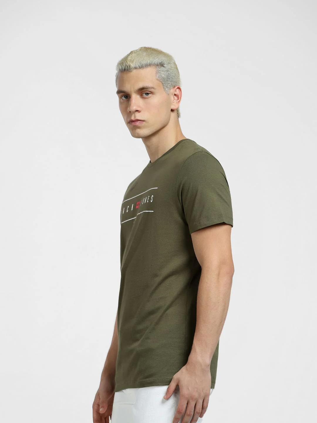 Green Logo Print Crew Neck T-shirt - Image 3