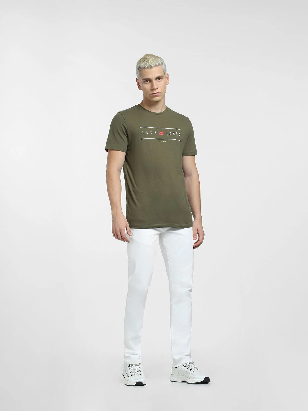 Green Logo Print Crew Neck T-shirt - Image 6