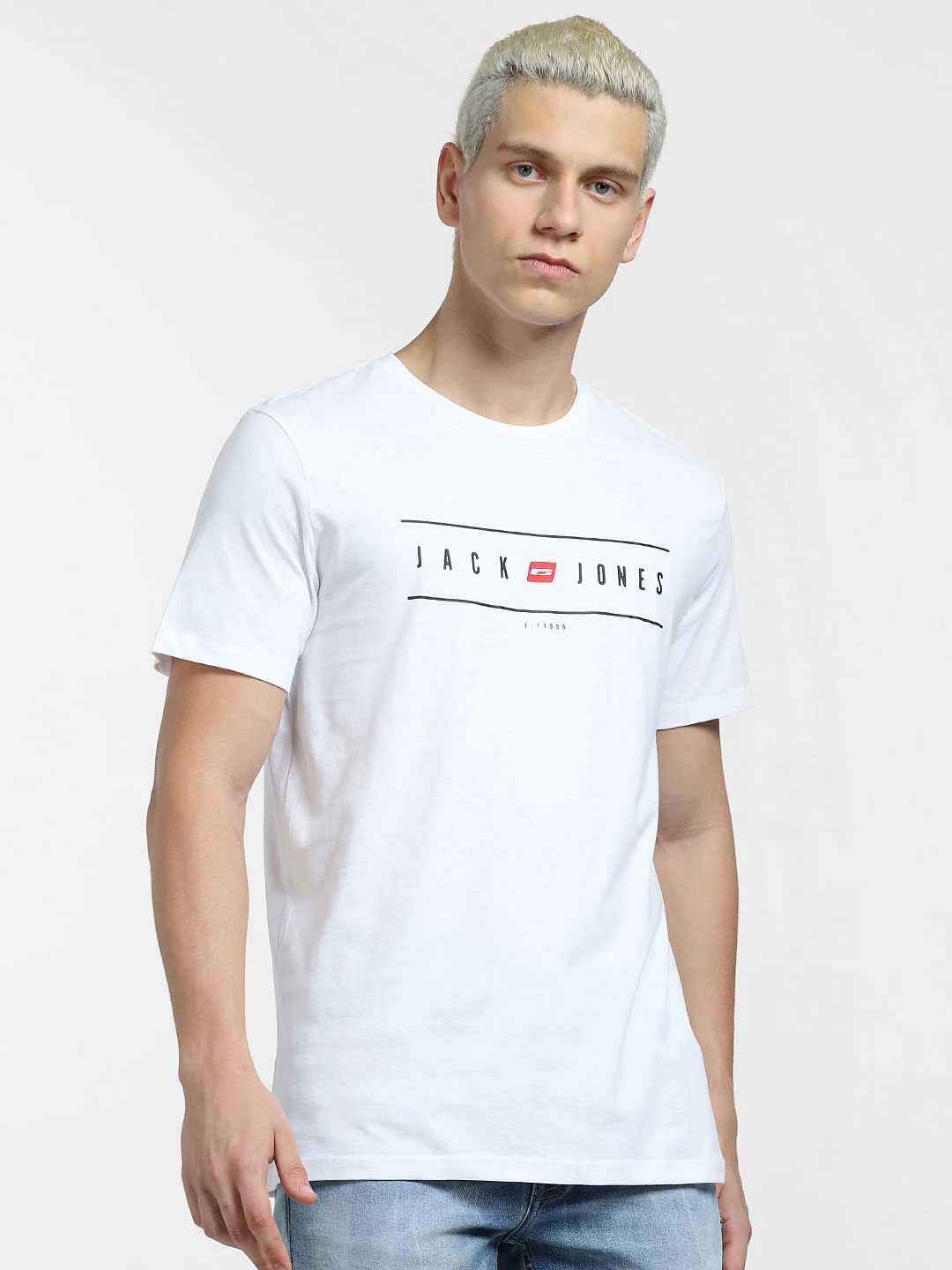 White Logo Print Crew Neck T-shirt - Image 2