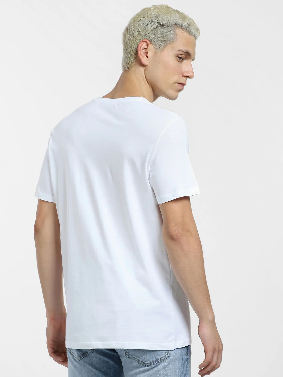 White Logo Print Crew Neck T-shirt - Image 4