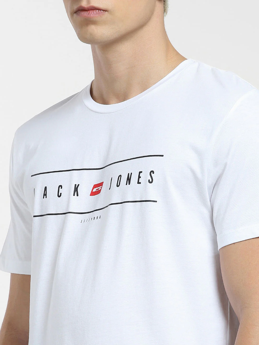 White Logo Print Crew Neck T-shirt - Image 5
