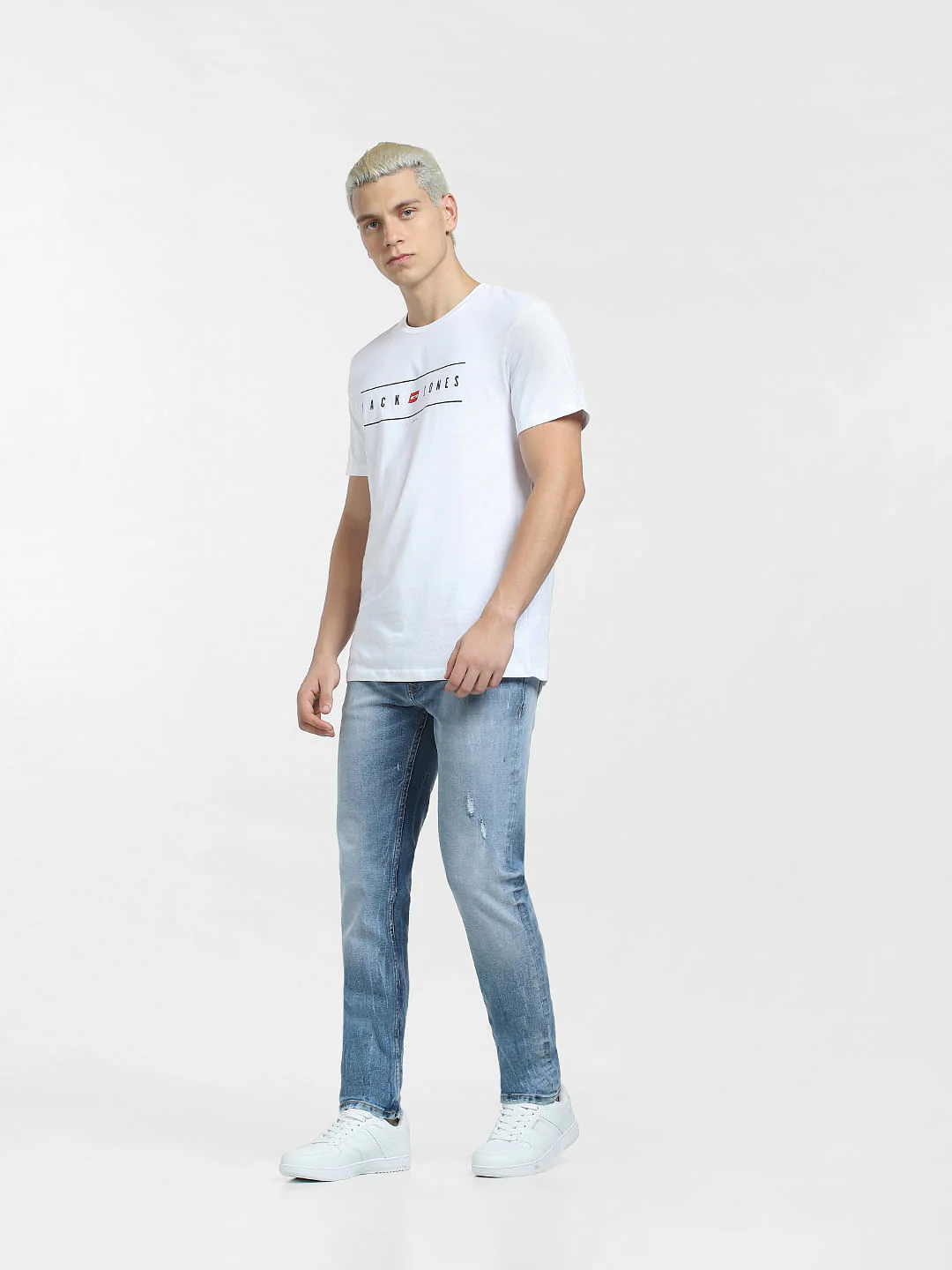White Logo Print Crew Neck T-shirt - Image 6