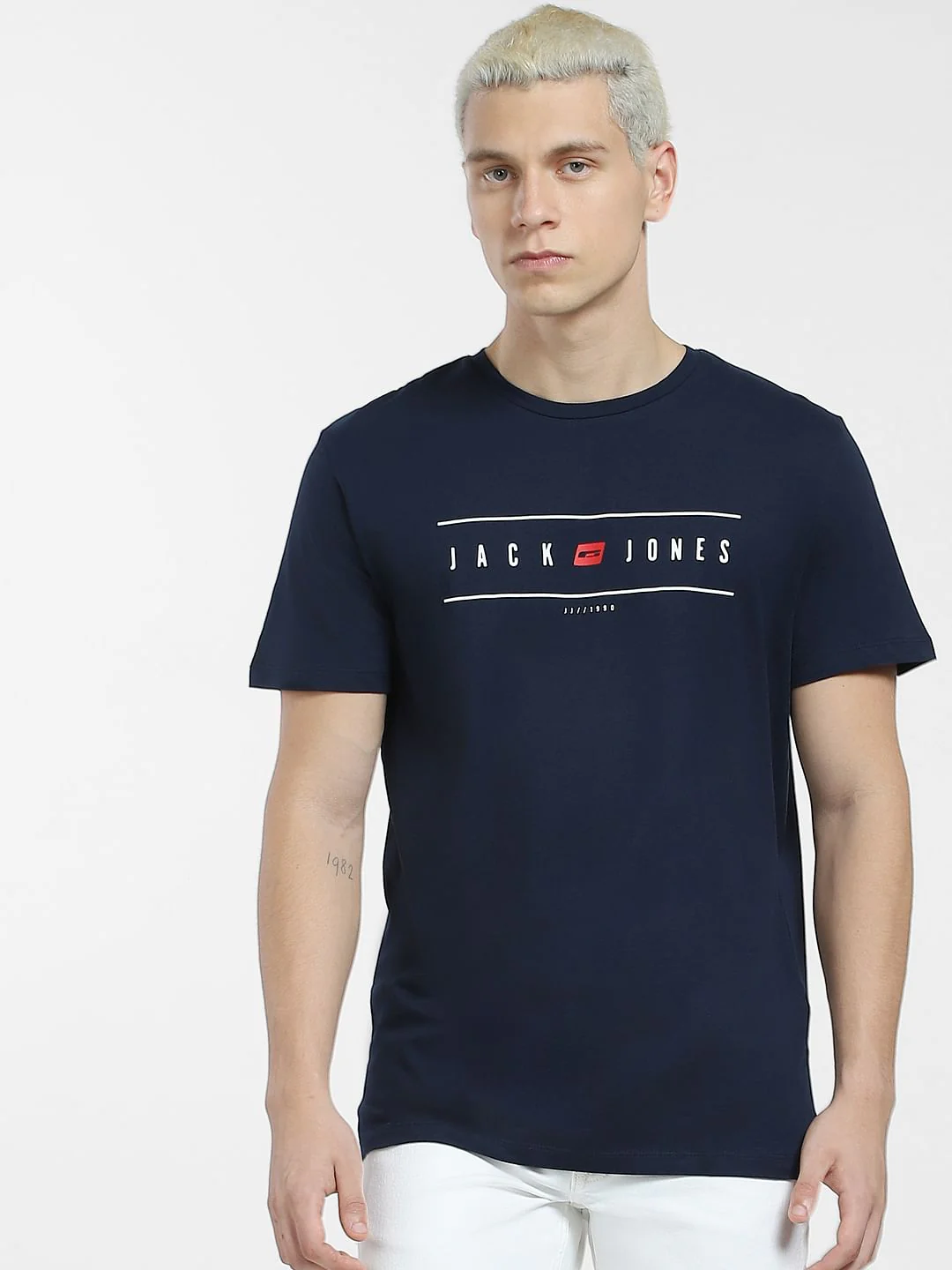 Blue Logo Print Crew Neck T-shirt - Image 2