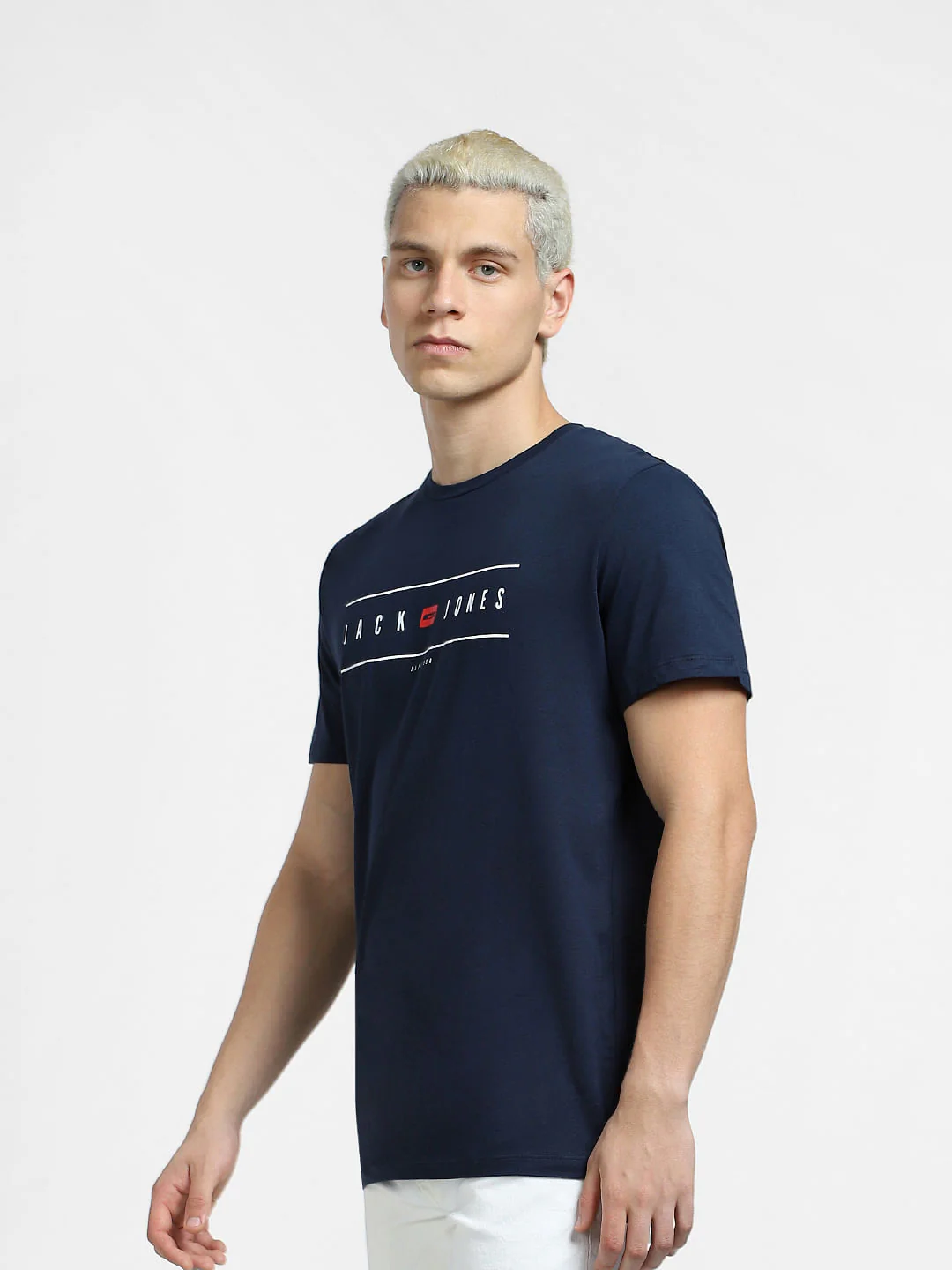 Blue Logo Print Crew Neck T-shirt - Image 3
