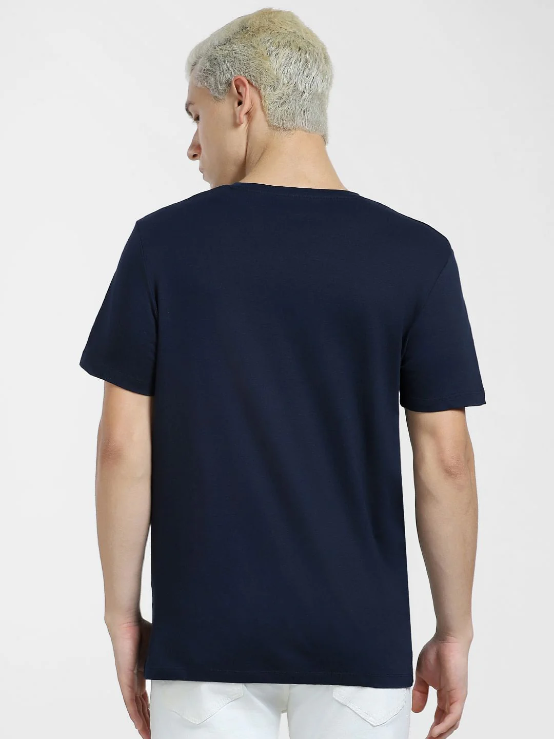 Blue Logo Print Crew Neck T-shirt - Image 4