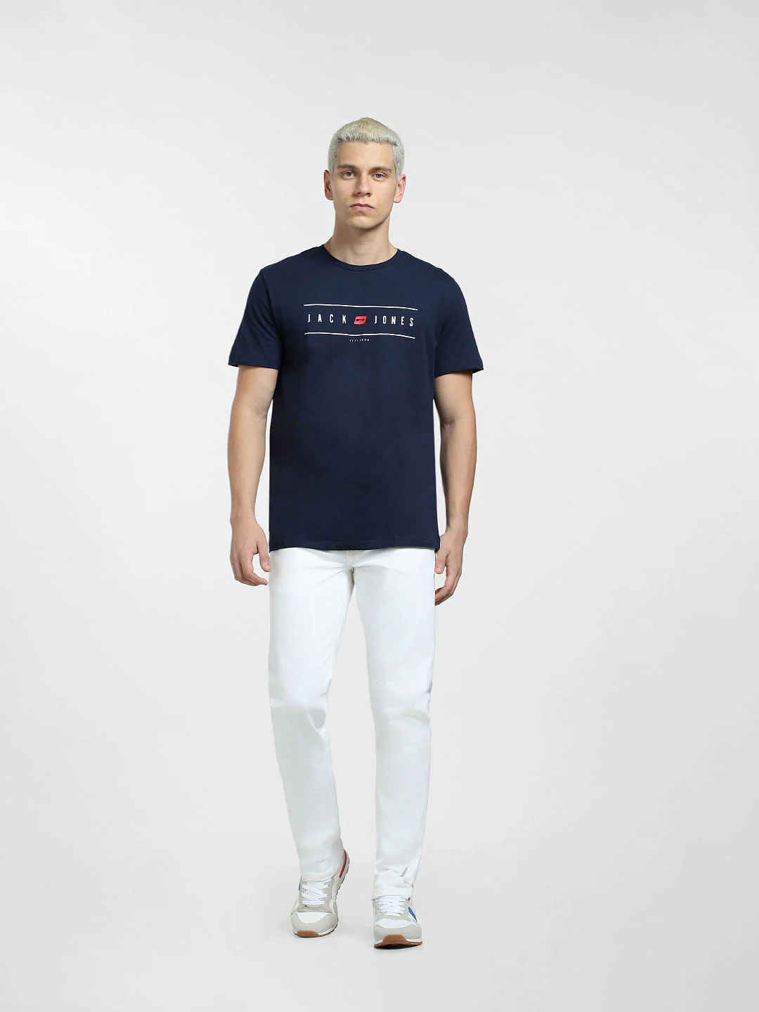 Blue Logo Print Crew Neck T-shirt - Image 6