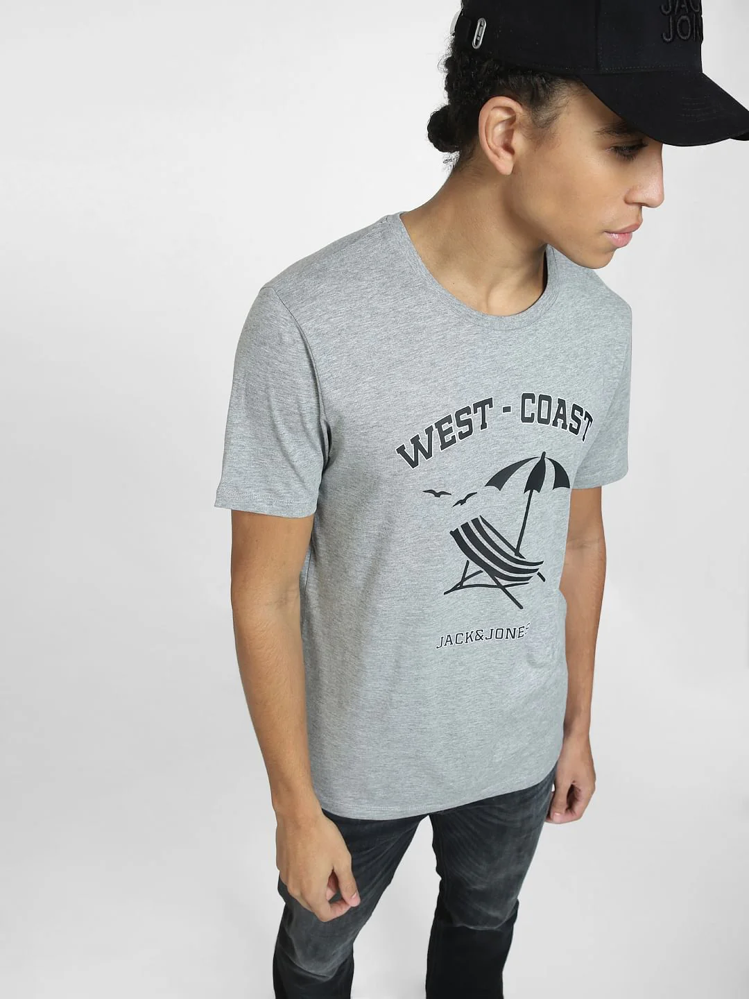 Grey Graphic Print Crew Neck T-shirt