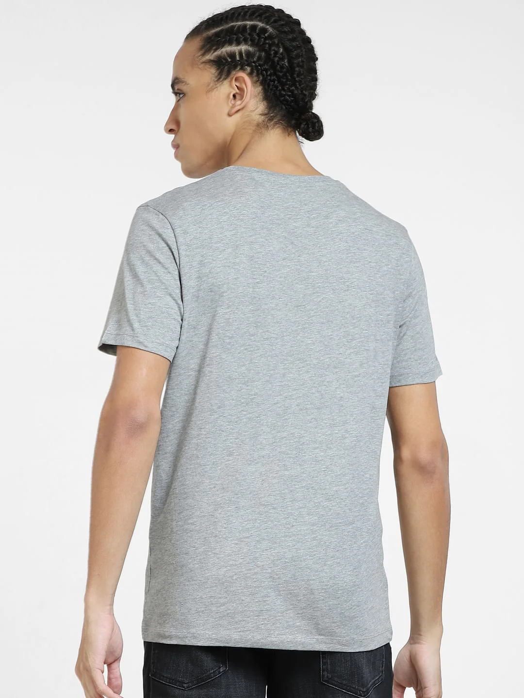 Grey Graphic Print Crew Neck T-shirt - Image 4
