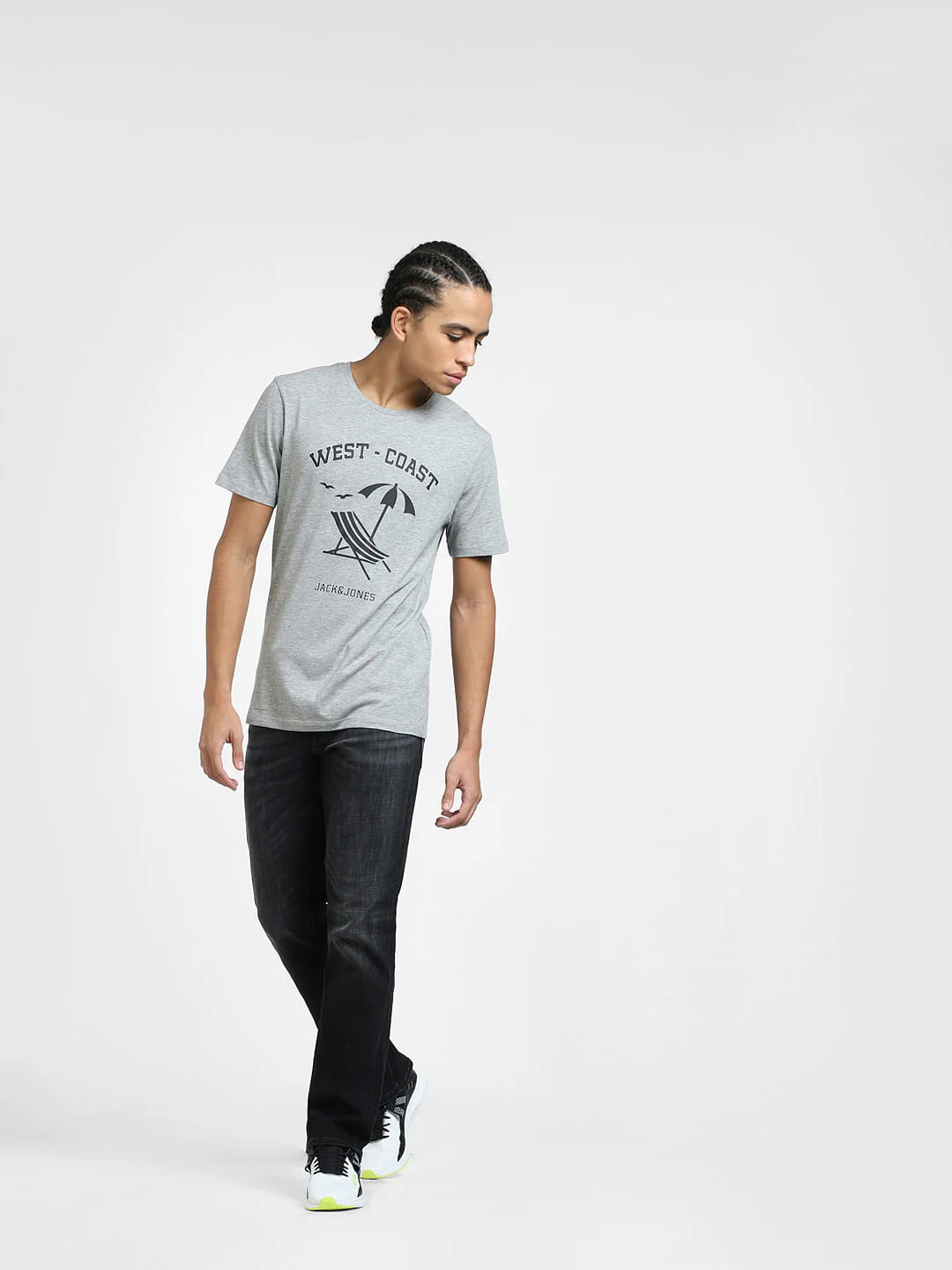 Grey Graphic Print Crew Neck T-shirt - Image 6