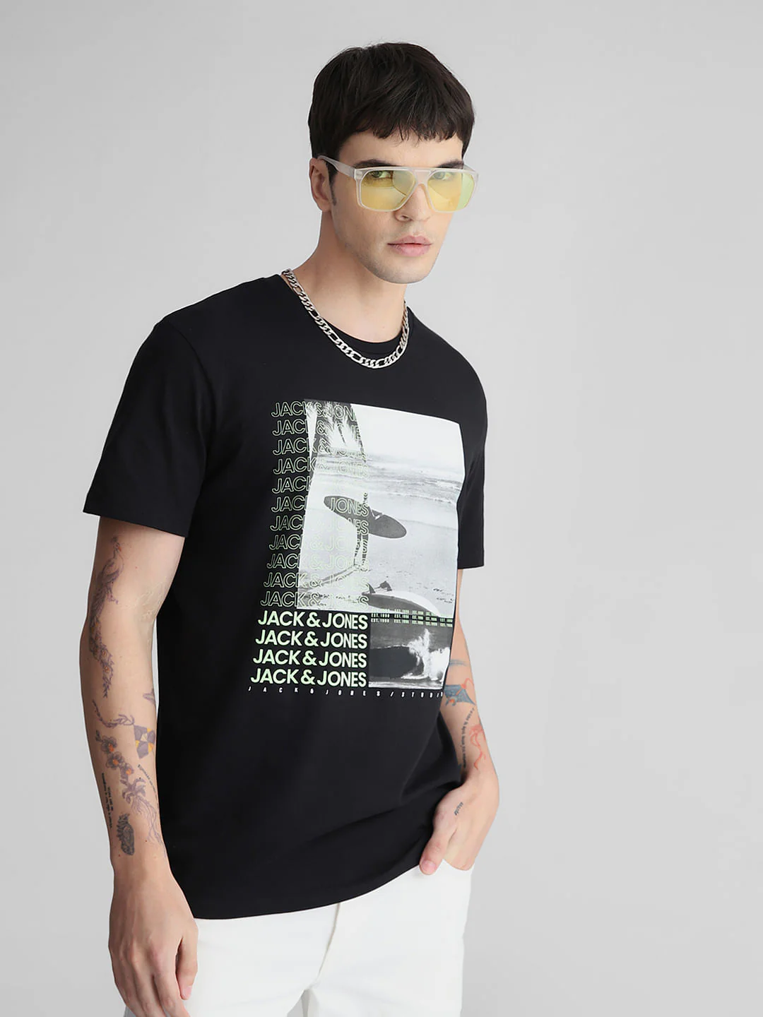 Black Graphic Print Crew Neck T-shirt