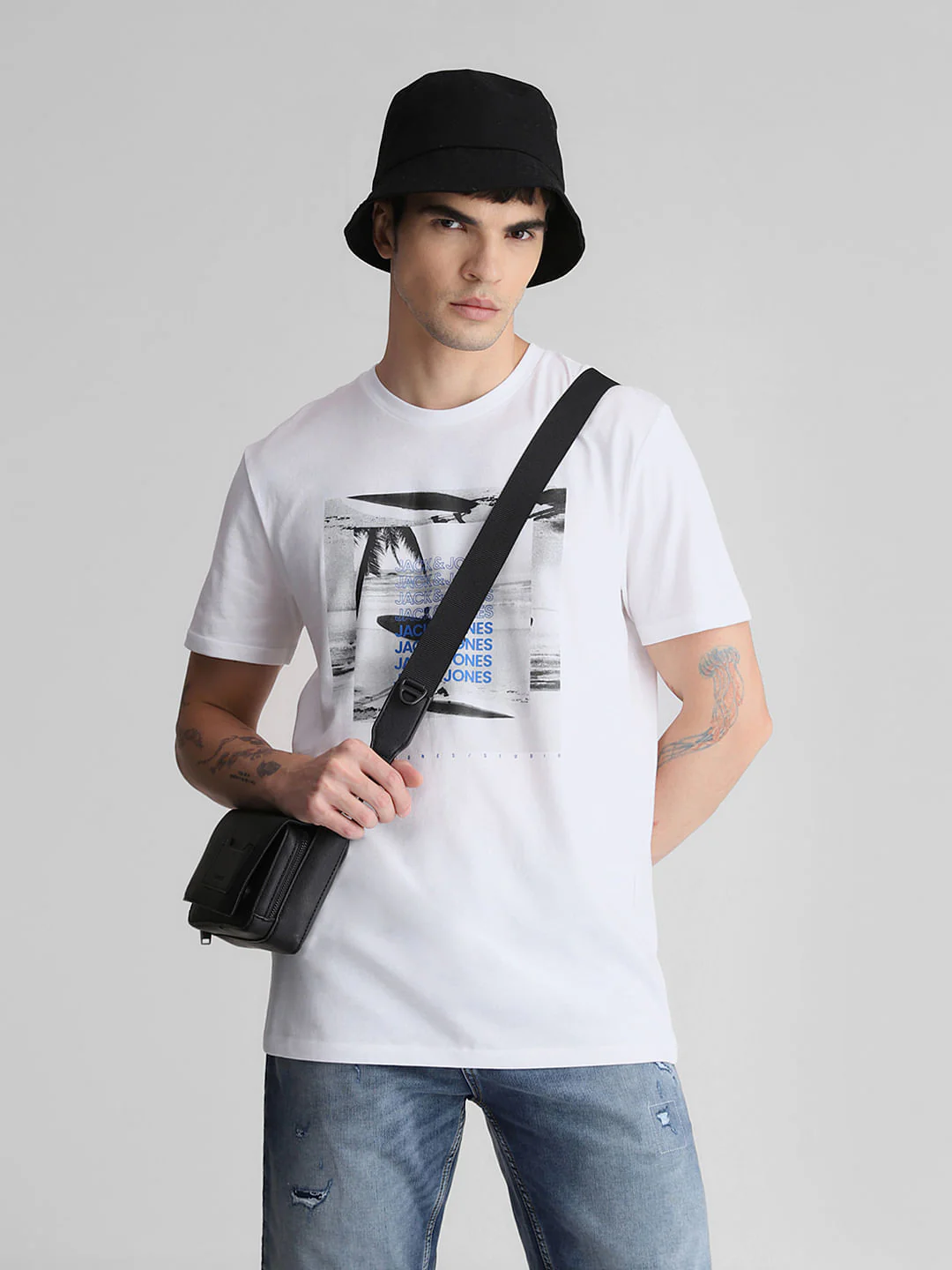 White Graphic Print Crew Neck T-shirt