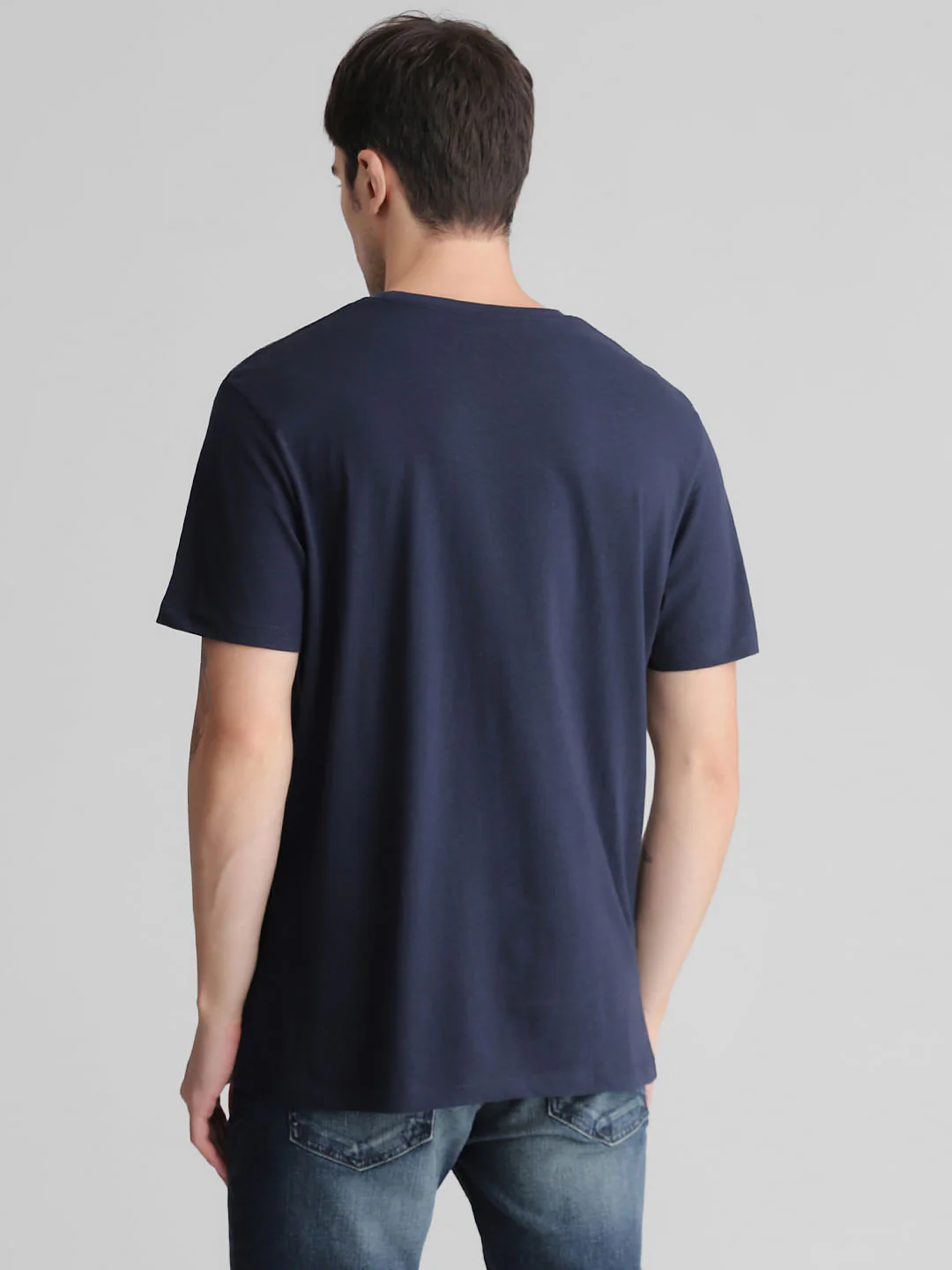 Blue Graphic Print Crew Neck T-shirt - Image 4